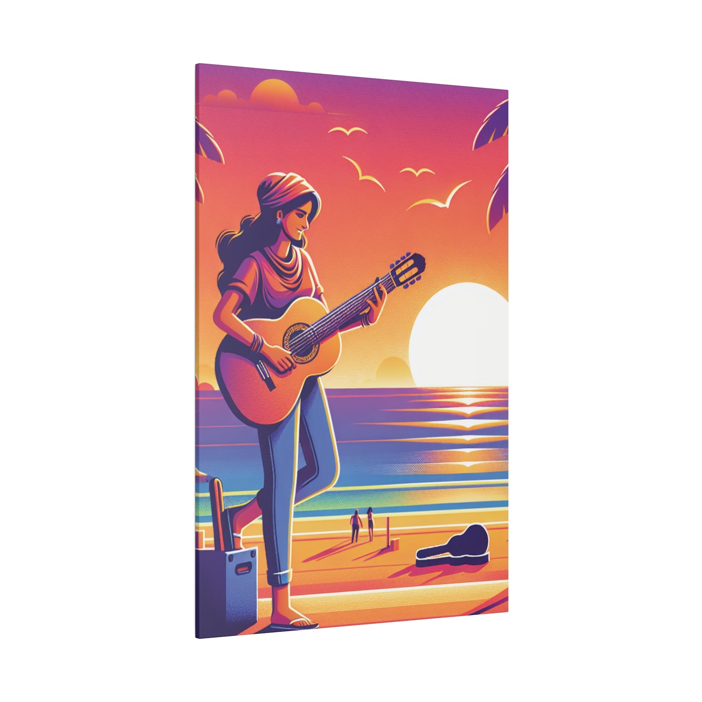 9372J - music art work, musician gift ideas, sunset background, sunset designs, ocean art work, beach art work, guitar art work, guitar player