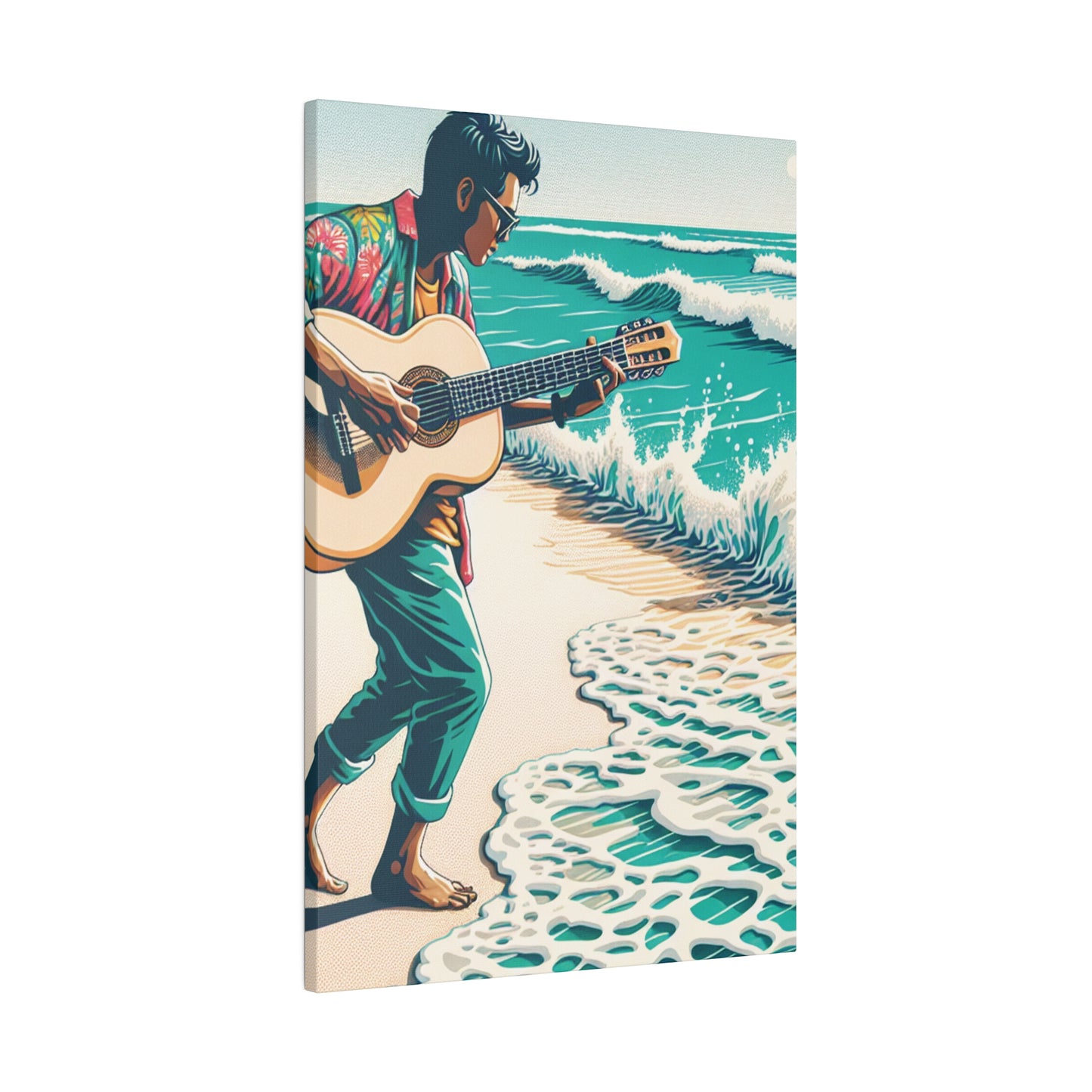 3826J - music art work, musician gift ideas, sunset background, sunset designs, ocean art work, beach art work, guitar art work, guitar player