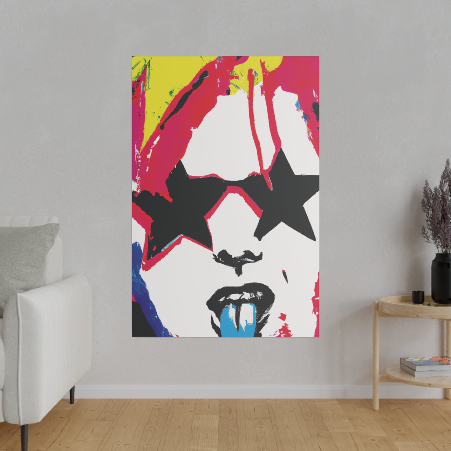 5681G - Rockstar Painting Print | Face | Abstract | Poster | Home Decor | Wall Art | Music Art | Canvas