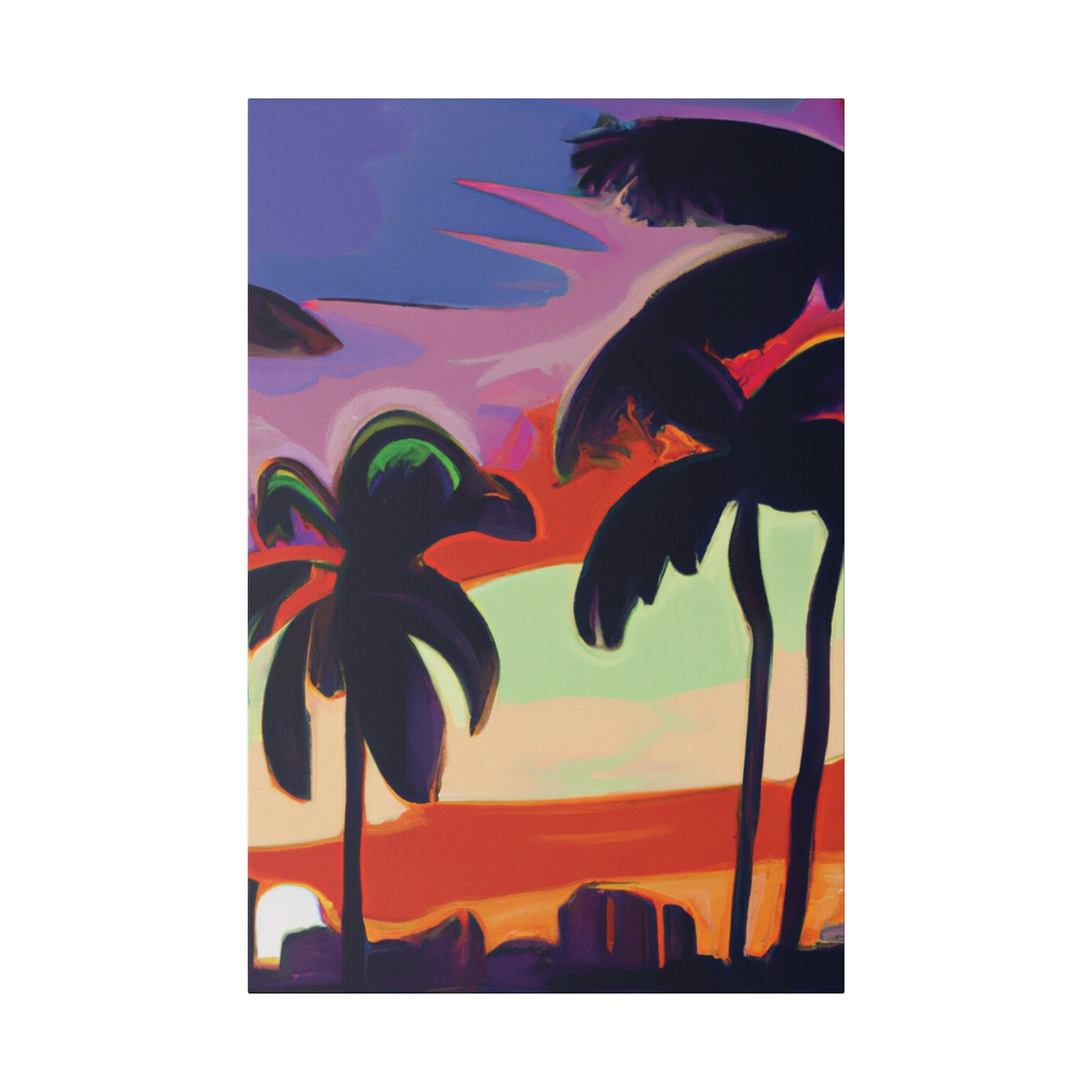 4438V - Miami Beach Sunset Painting Print | Miami | Beach | Sunset | Poster | Home Decor | Wall Art | Canvas