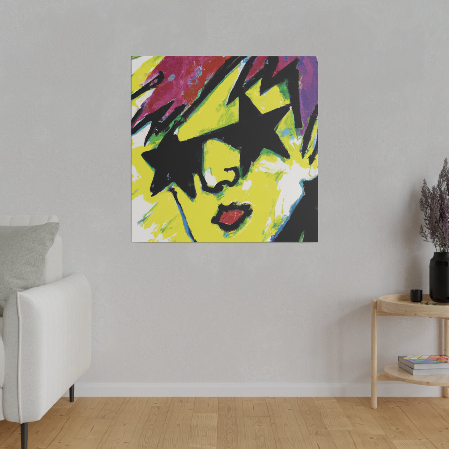 7497H - Rockstar Painting Print | Face | Abstract | Poster | Home Decor | Wall Art | Music Art | Canvas