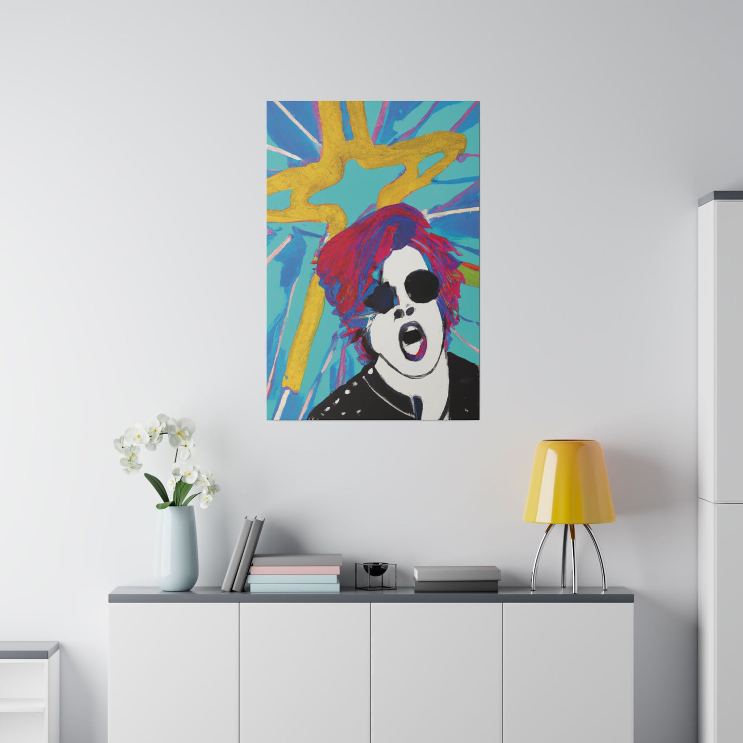 4567A - Rockstar Painting Print | Face | Abstract | Poster | Home Decor | Wall Art | Music Art | Canvas