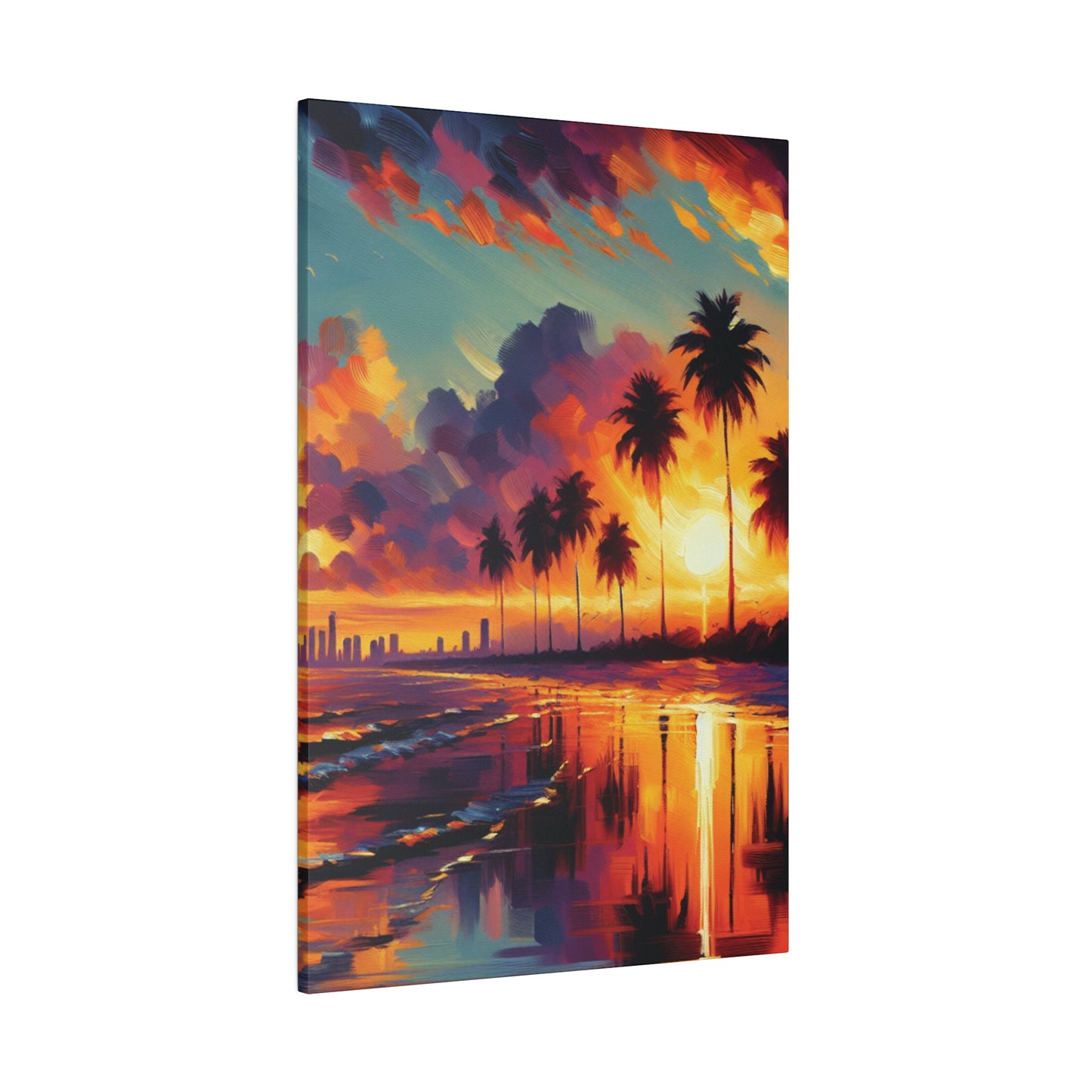 6720B - miami beach art, sunset background, ocean art work, beach art work, sunset designs, miami beach painting, miami beach print