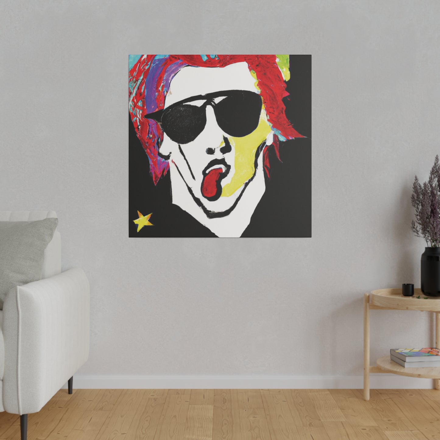 7799D - Rockstar Painting Print | Face | Abstract | Poster | Home Decor | Wall Art | Music Art | Canvas