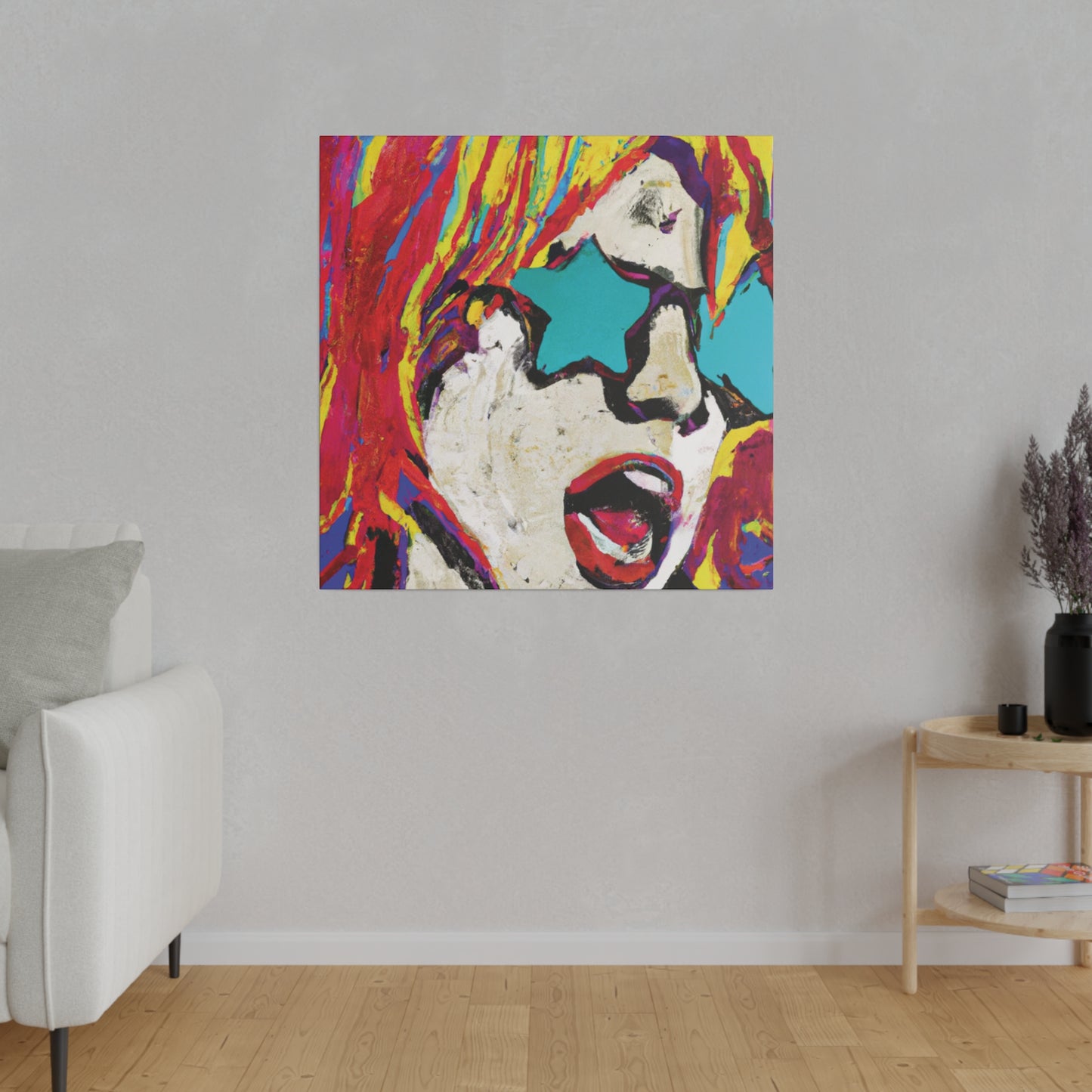 8876G - Rockstar Painting Print | Face | Abstract | Poster | Home Decor | Wall Art | Music Art | Canvas