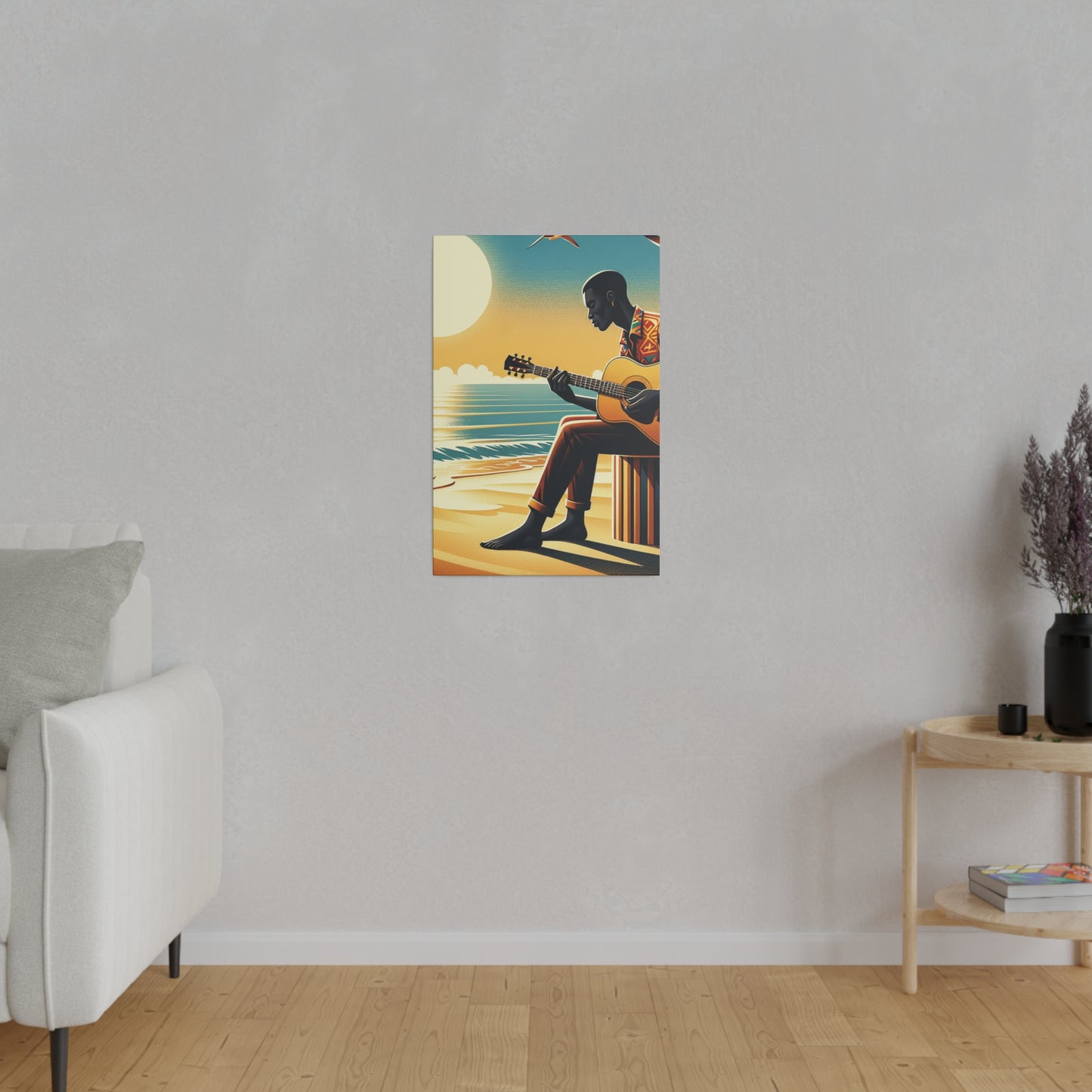 3127J - music art work, musician gift ideas, sunset background, sunset designs, ocean art work, beach art work, guitar art work, guitar player