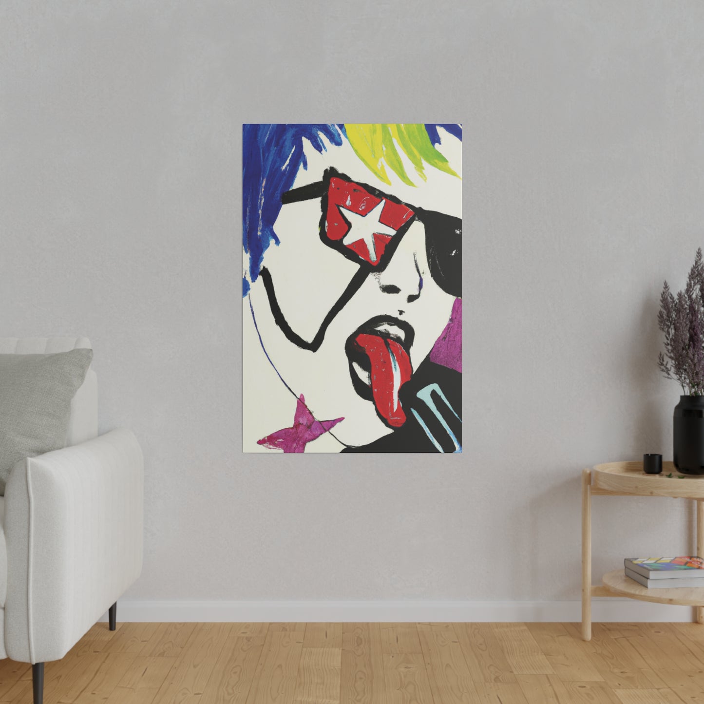 2035C - Rockstar Painting Print | Face | Abstract | Poster | Home Decor | Wall Art | Music Art | Canvas