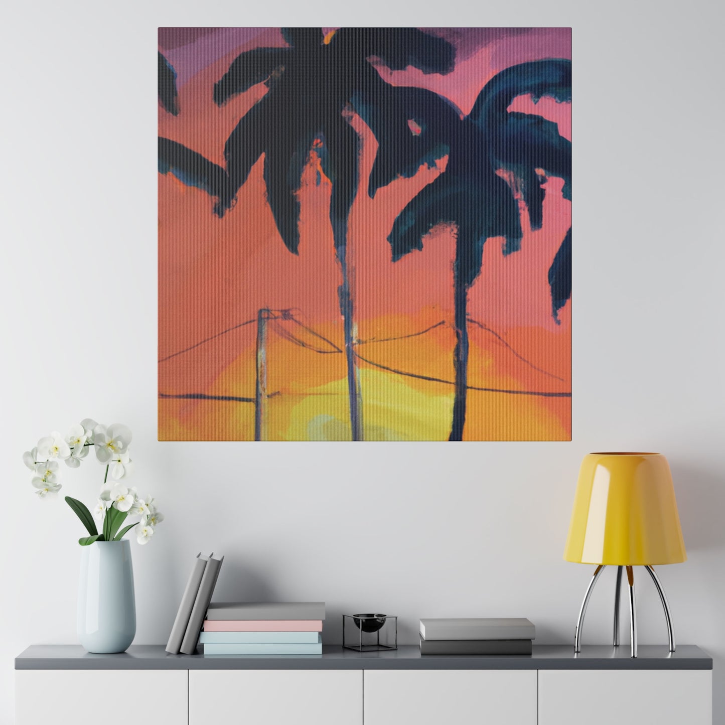 2524F - Miami Beach Sunset Painting Print | Miami | Beach | Sunset | Poster | Home Decor | Wall Art | Canvas