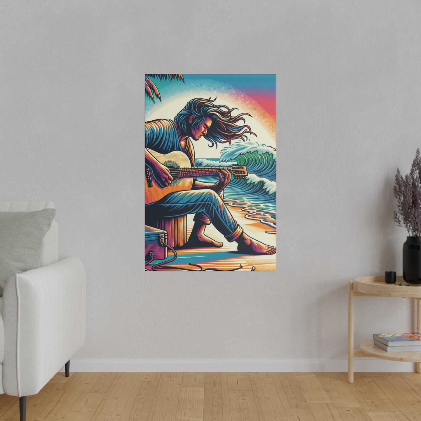 6294F - music art work, musician gift ideas, sunset background, sunset designs, ocean art work, beach art work, guitar art work, guitar player