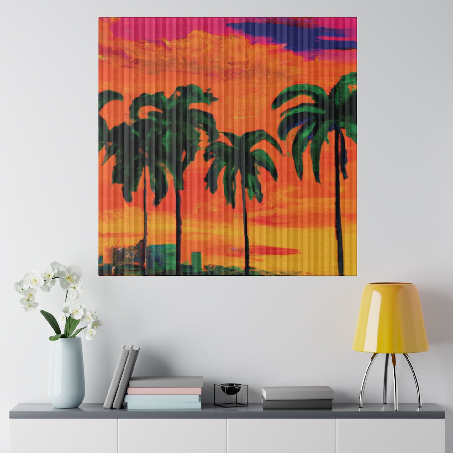 7389Y - Miami Beach Sunset Painting Print | Miami | Beach | Sunset | Poster | Home Decor | Wall Art | Canvas