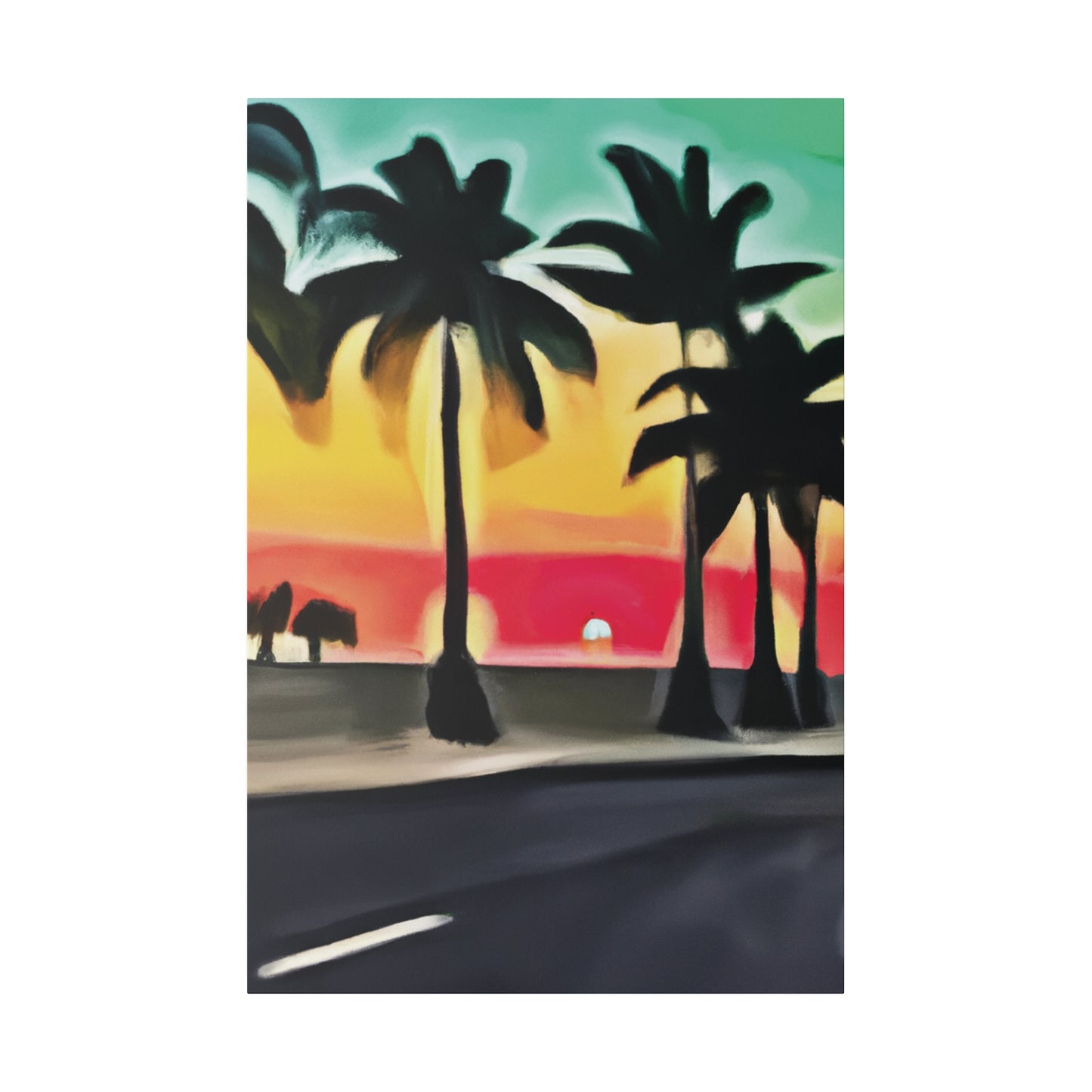 6057U - Miami Beach Sunset Painting Print | Miami | Beach | Sunset | Poster | Home Decor | Wall Art | Canvas