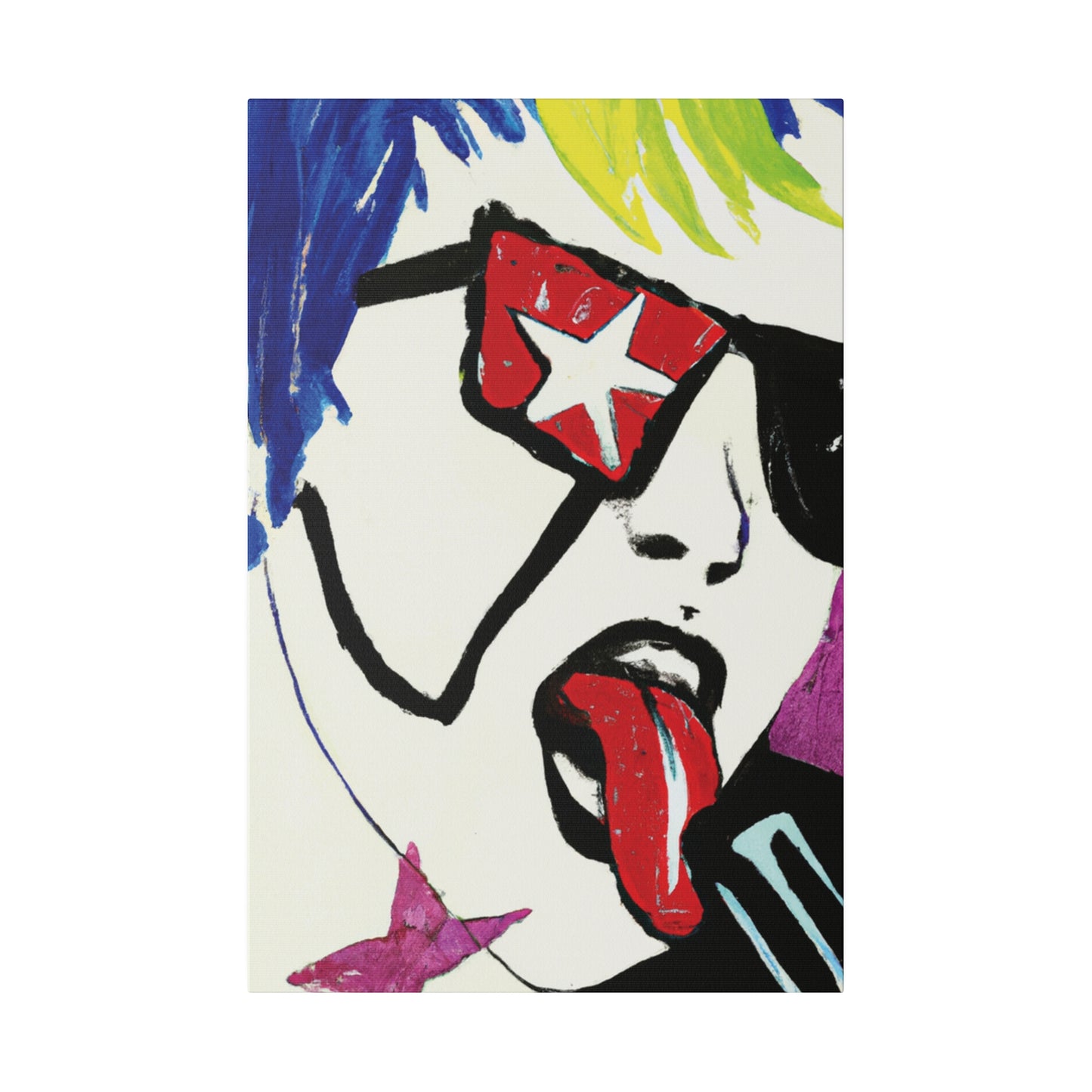 2035C - Rockstar Painting Print | Face | Abstract | Poster | Home Decor | Wall Art | Music Art | Canvas