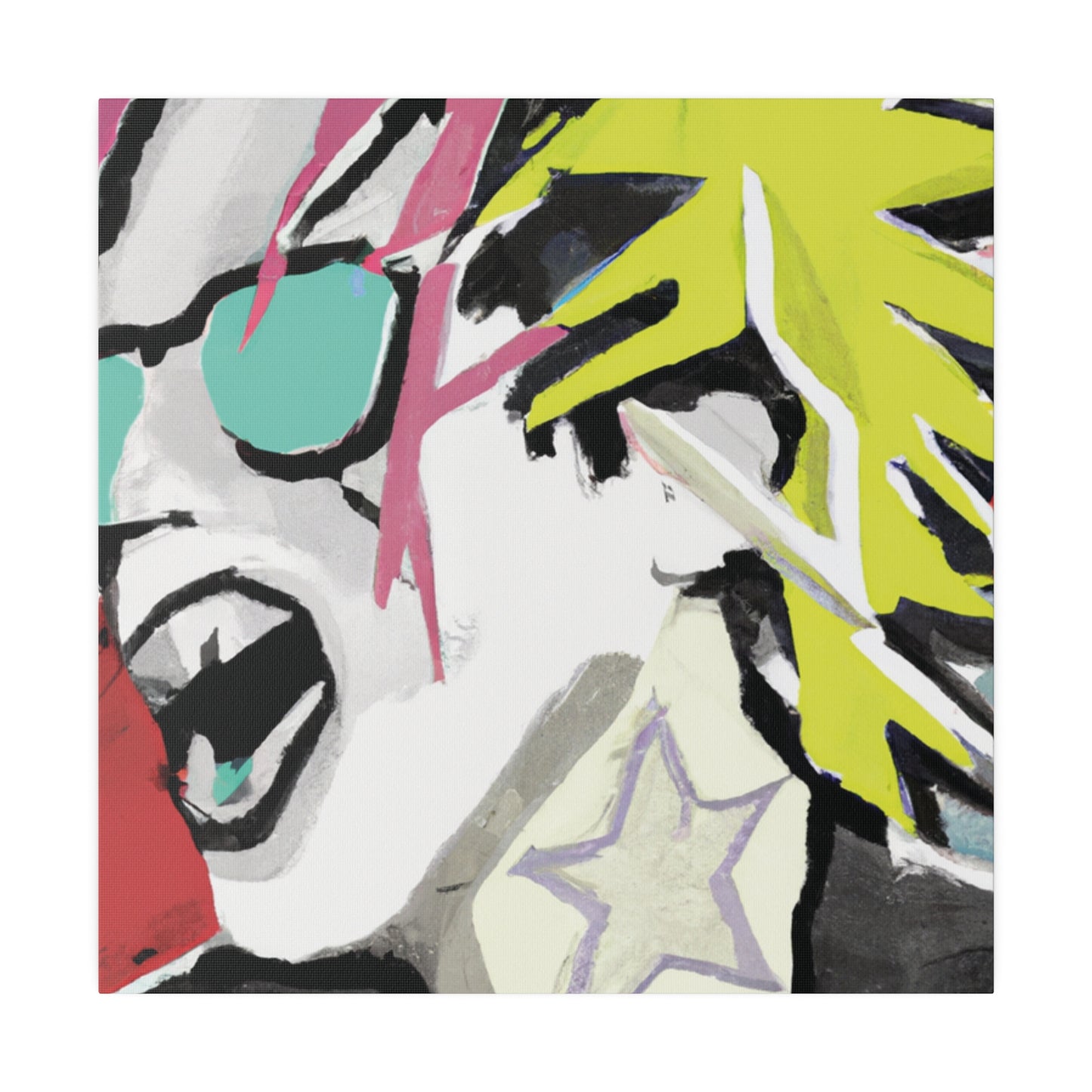 9589K - Rockstar Painting Print | Face | Abstract | Poster | Home Decor | Wall Art | Music Art | Canvas