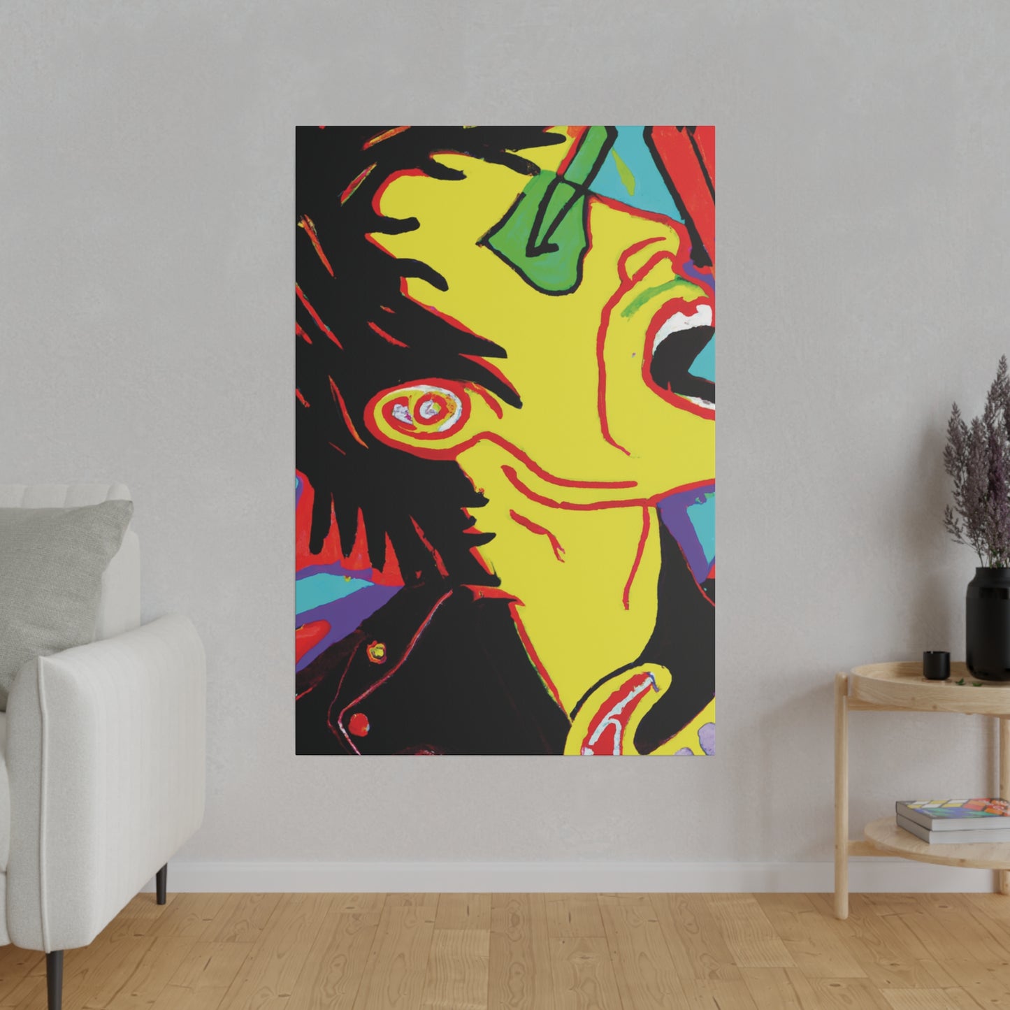 7354H - Rockstar Painting Print | Face | Abstract | Poster | Home Decor | Wall Art | Music Art | Canvas