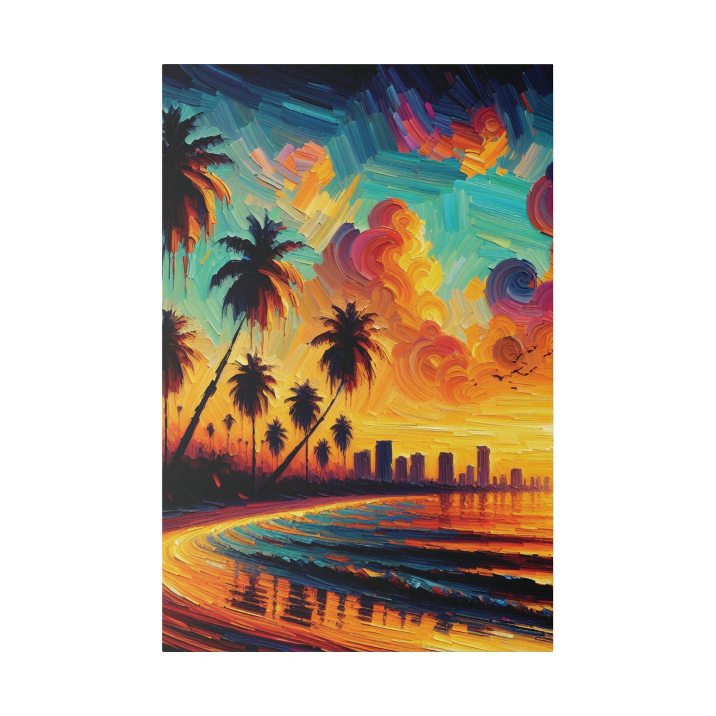 3726Z - miami beach art, sunset background, ocean art work, beach art work, sunset designs, miami beach painting, miami beach print