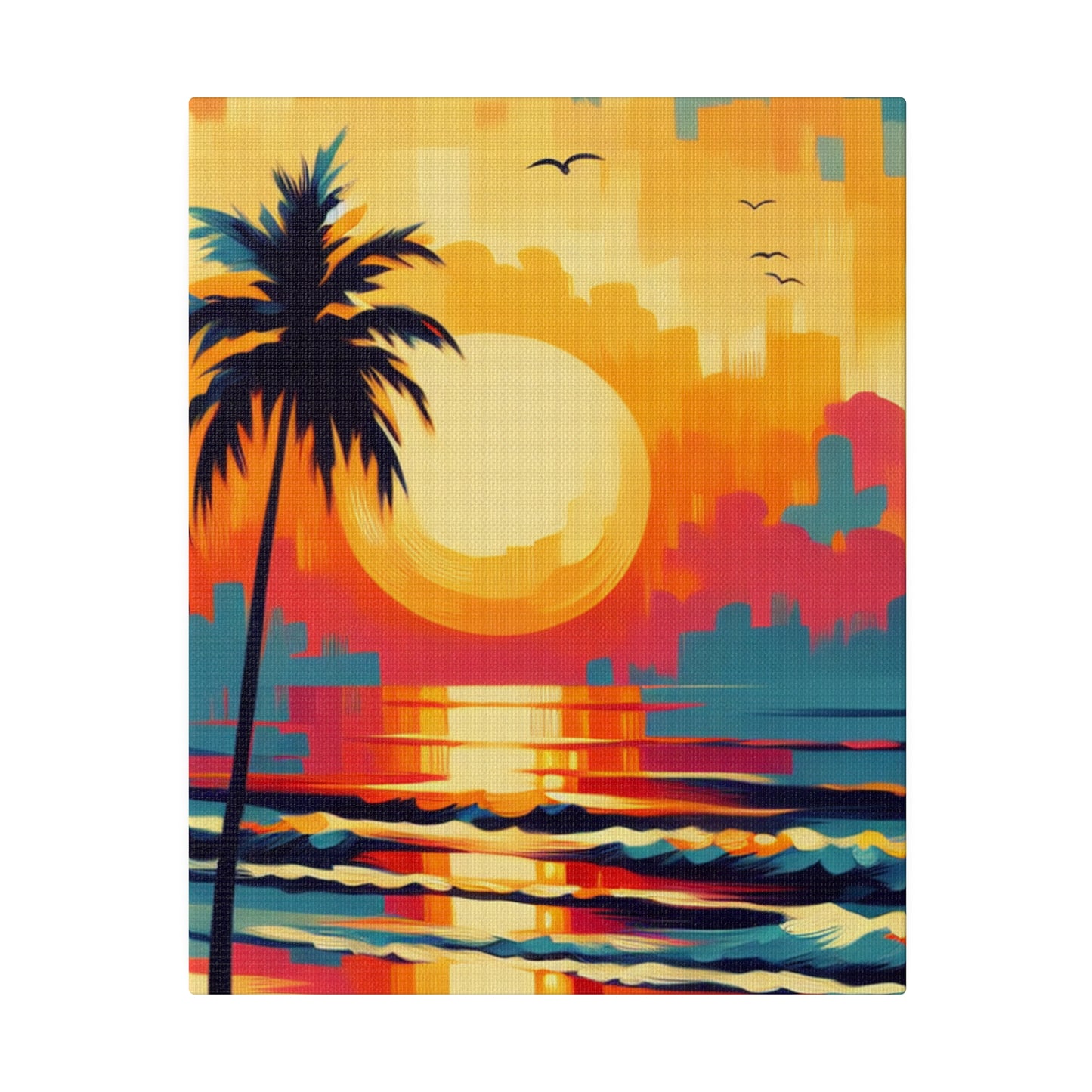 6284F - Miami Beach Sunset Painting Print | Miami | Beach | Sunset | Poster | Home Decor | Wall Art | Canvas