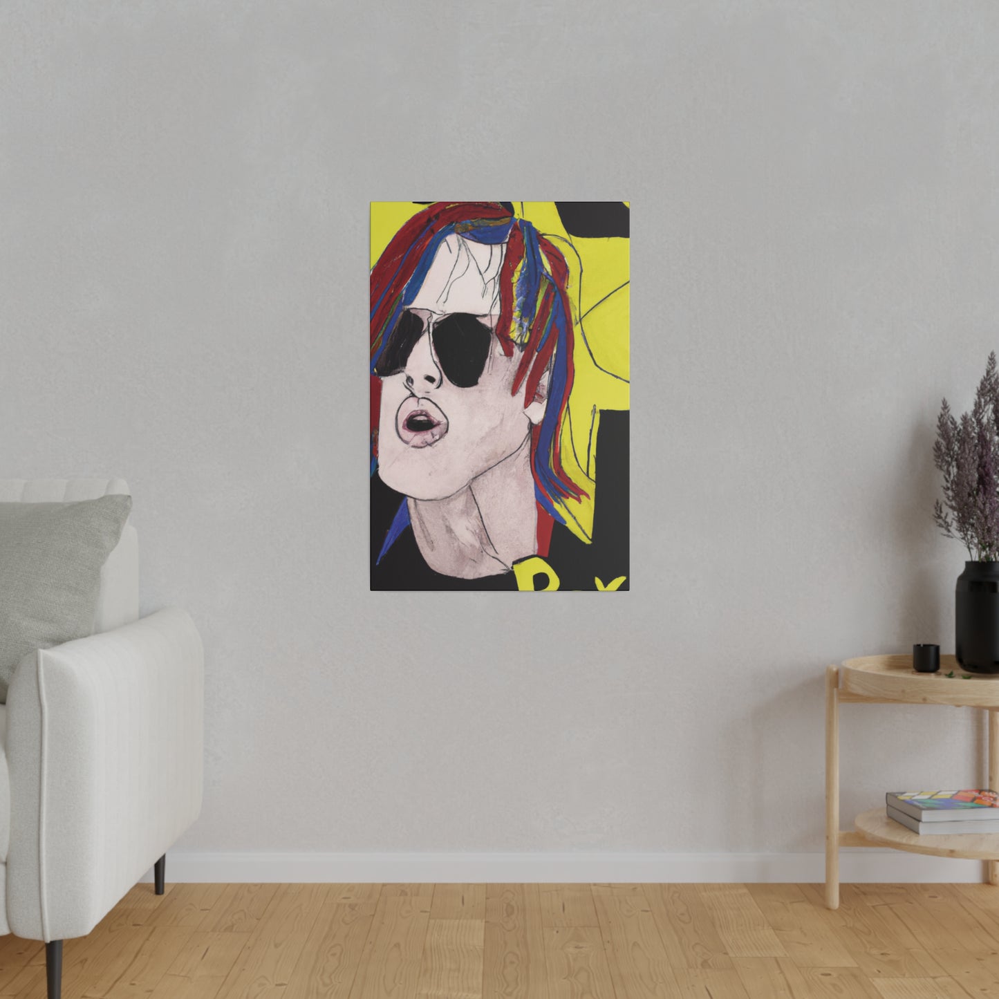 5296W - Rockstar Painting Print | Face | Abstract | Poster | Home Decor | Wall Art | Music Art | Canvas