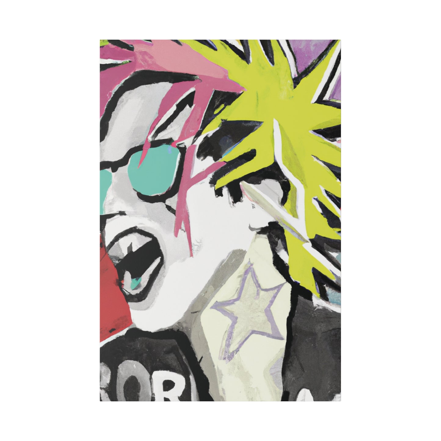 9589K - Rockstar Painting Print | Face | Abstract | Poster | Home Decor | Wall Art | Music Art | Canvas