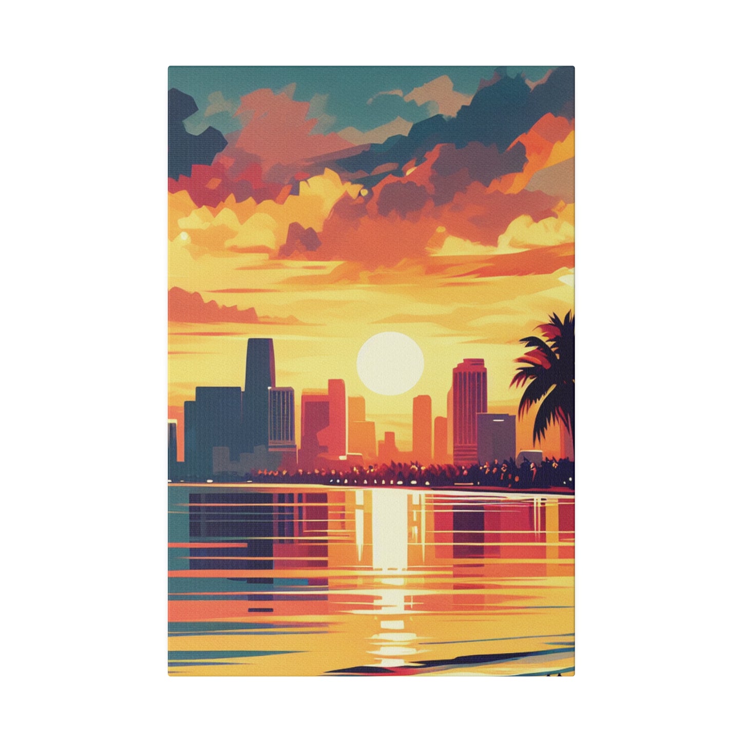 6732M - miami beach art, sunset background, ocean art work, beach art work, sunset designs, miami beach painting, miami beach print