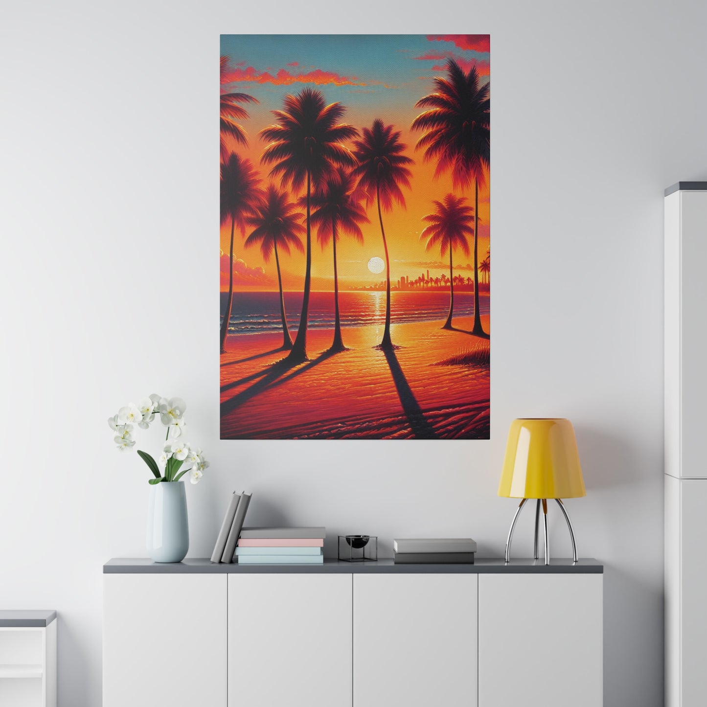 4387K - miami beach art, sunset background, ocean art work, beach art work, sunset designs, miami beach painting, miami beach print