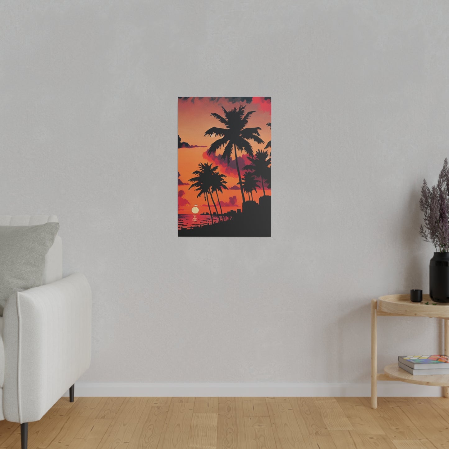 5634M - miami beach art, sunset background, ocean art work, beach art work, sunset designs, miami beach painting, miami beach print