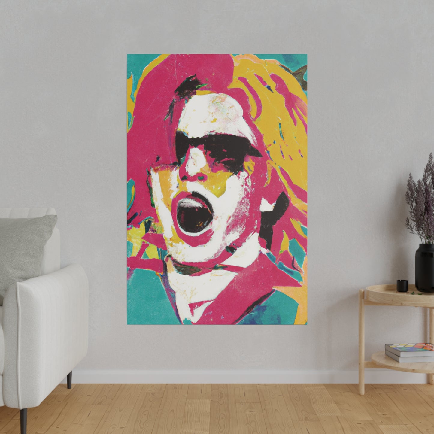 9342P - Rockstar Painting Print | Face | Abstract | Poster | Home Decor | Wall Art | Music Art | Canvas