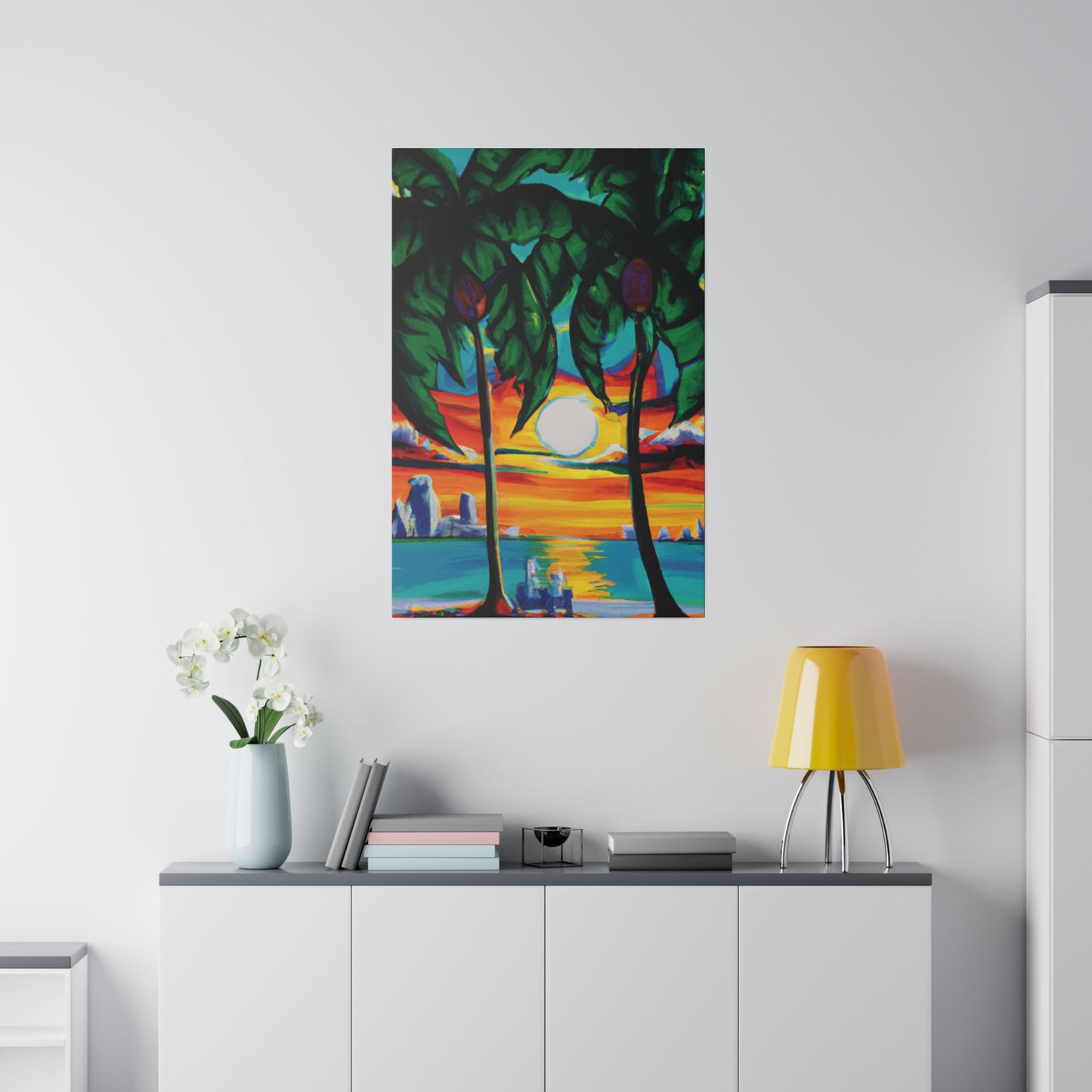 7643V - Miami Beach Sunset Painting Print | Miami | Beach | Sunset | Poster | Home Decor | Wall Art | Canvas