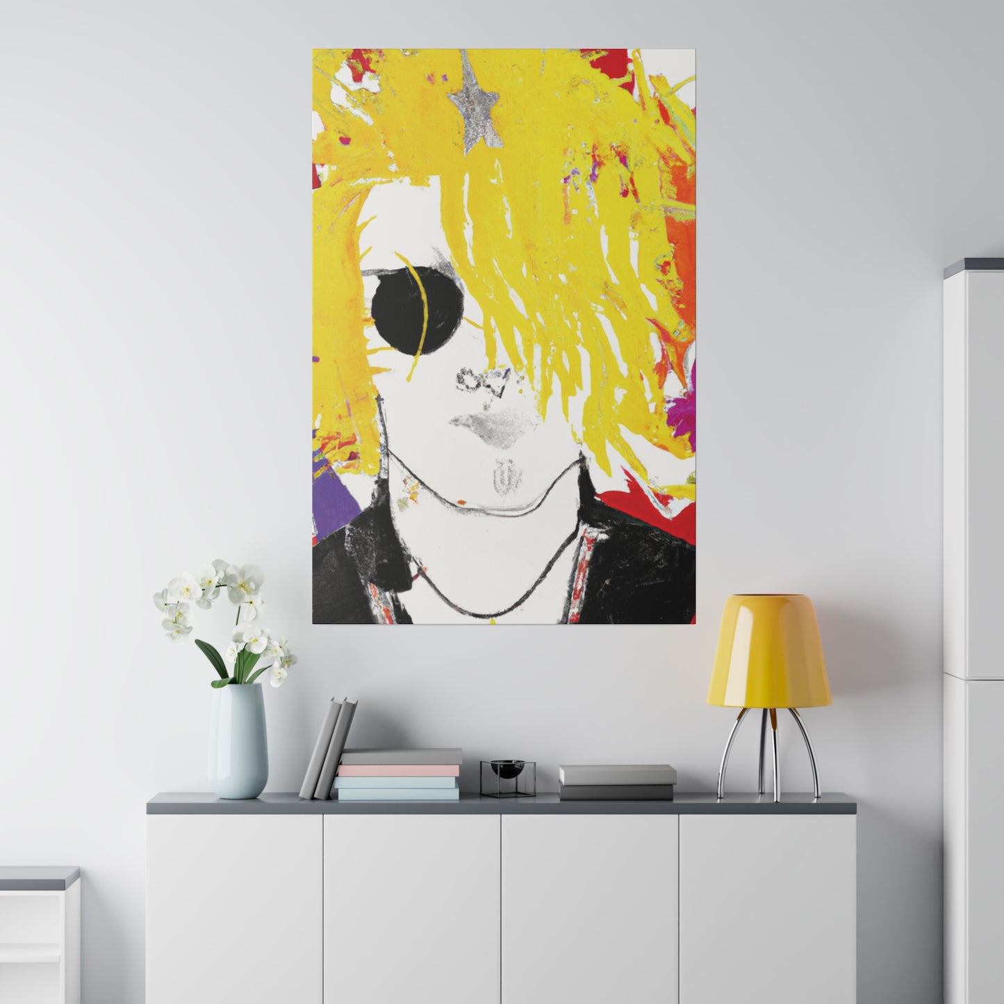 9674T - Rockstar Painting Print | Face | Abstract | Poster | Home Decor | Wall Art | Music Art | Canvas