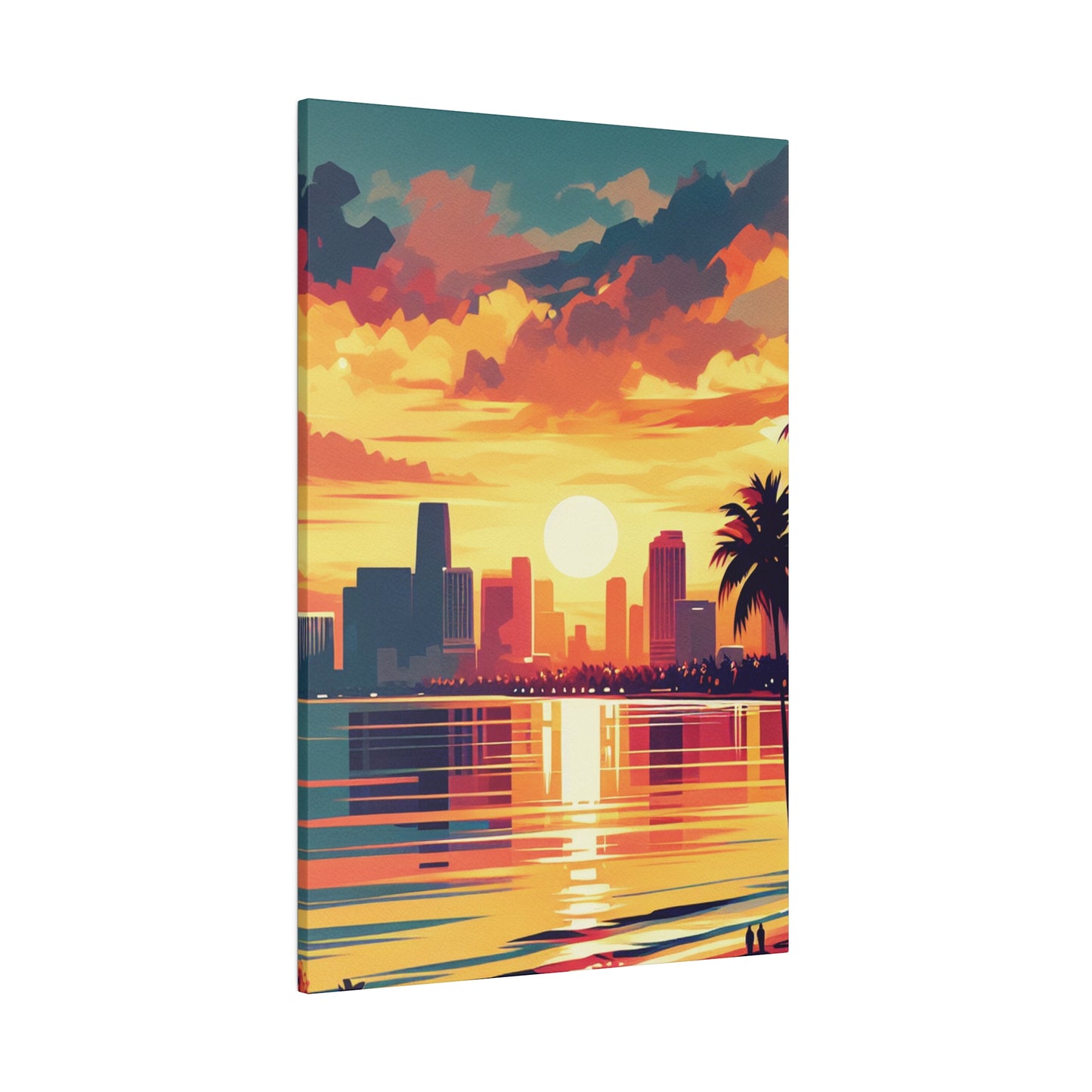 6732M - miami beach art, sunset background, ocean art work, beach art work, sunset designs, miami beach painting, miami beach print