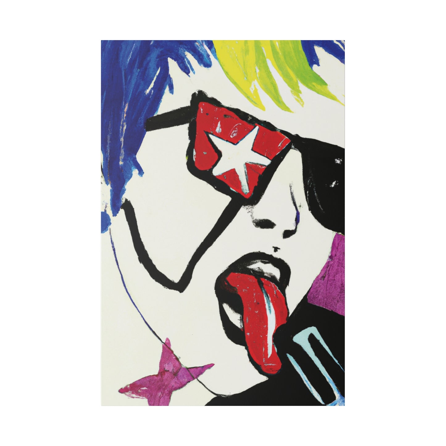 2035C - Rockstar Painting Print | Face | Abstract | Poster | Home Decor | Wall Art | Music Art | Canvas