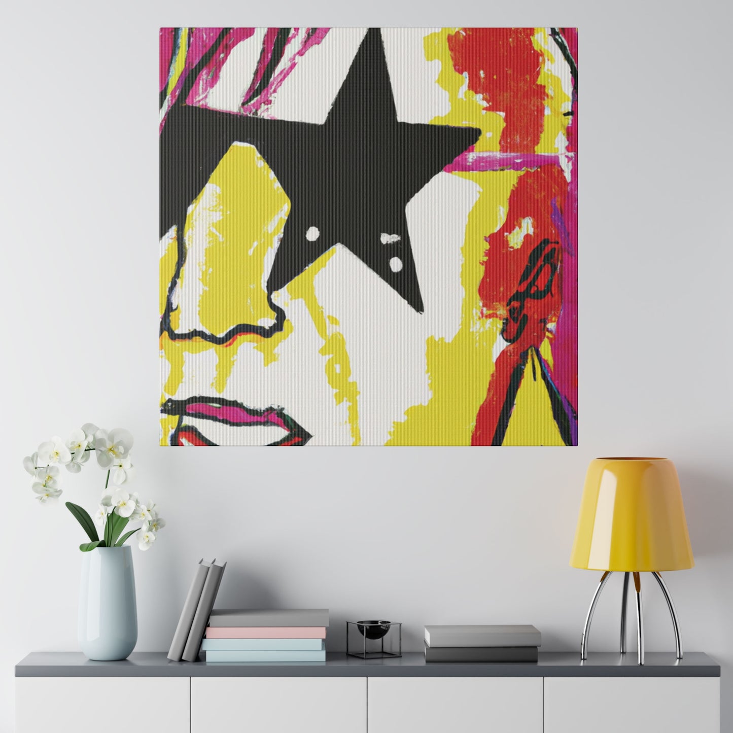 5698R - Rockstar Painting Print | Face | Abstract | Poster | Home Decor | Wall Art | Music Art | Canvas