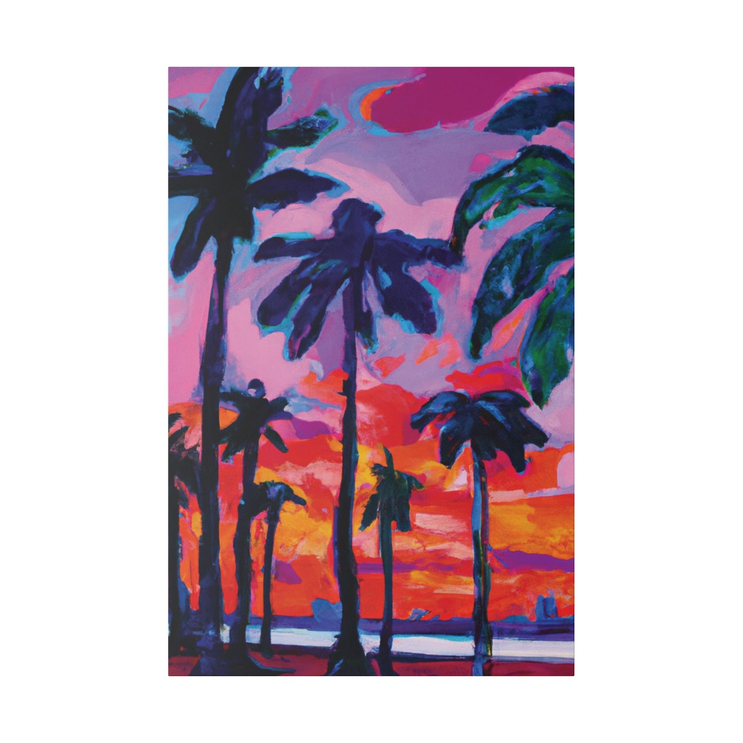 4754Q - Miami Beach Sunset Painting Print | Miami | Beach | Sunset | Poster | Home Decor | Wall Art | Canvas