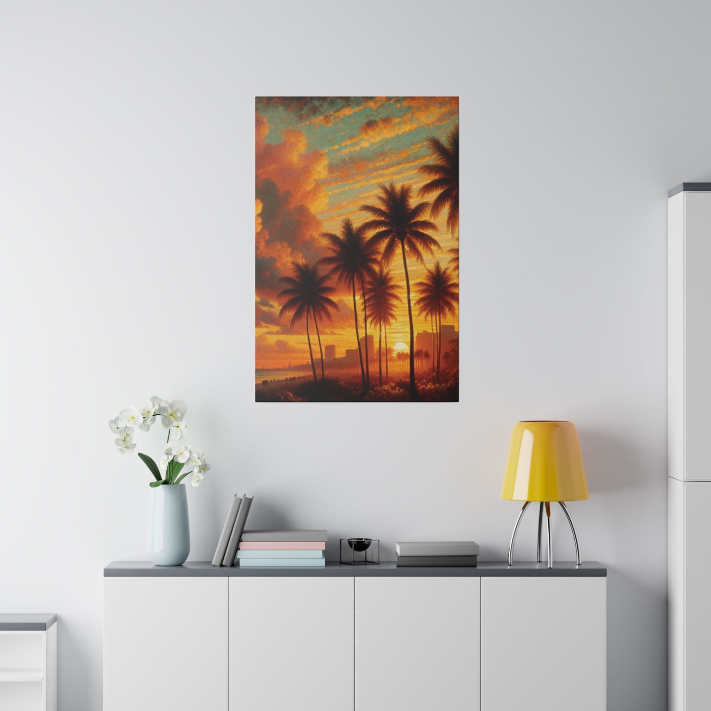 3658R - miami beach art, sunset background, ocean art work, beach art work, sunset designs, miami beach painting, miami beach print