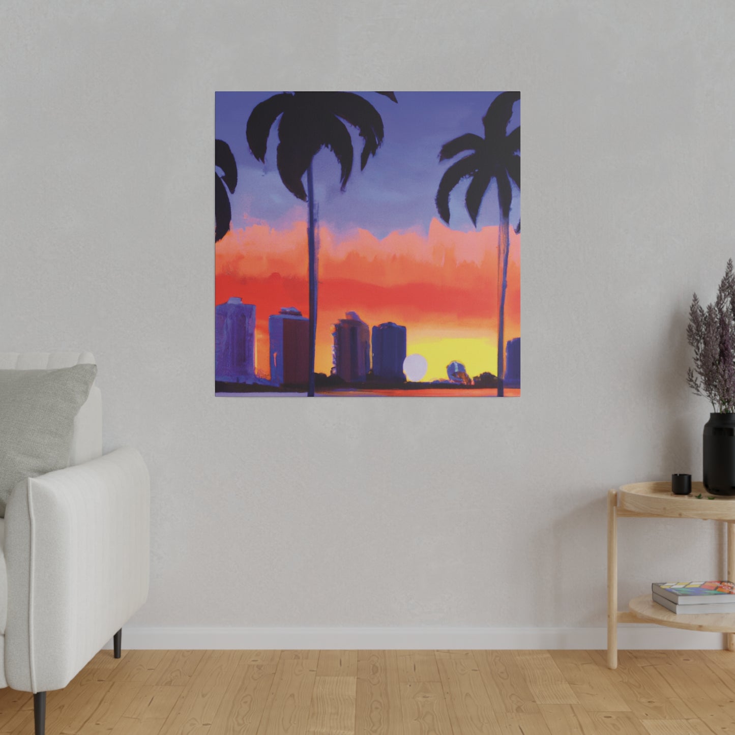 6829T - Miami Beach Sunset Painting Print | Miami | Beach | Sunset | Poster | Home Decor | Wall Art | Canvas