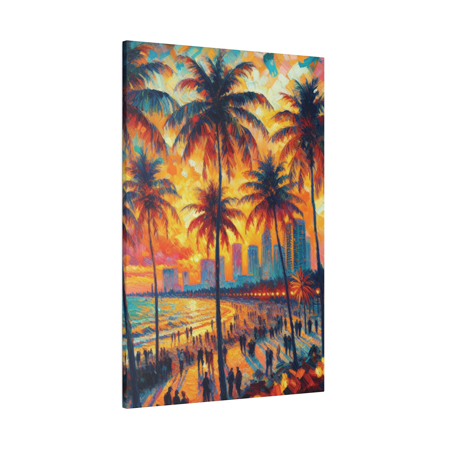 5318W - miami beach art, sunset background, ocean art work, beach art work, sunset designs, miami beach painting, miami beach print