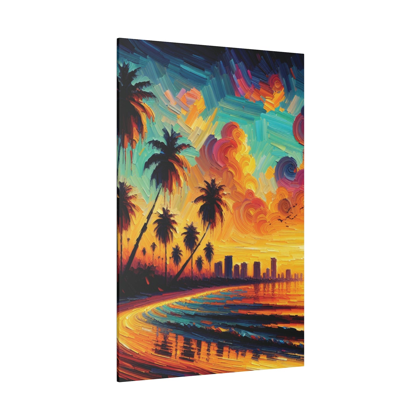 3726Z - miami beach art, sunset background, ocean art work, beach art work, sunset designs, miami beach painting, miami beach print