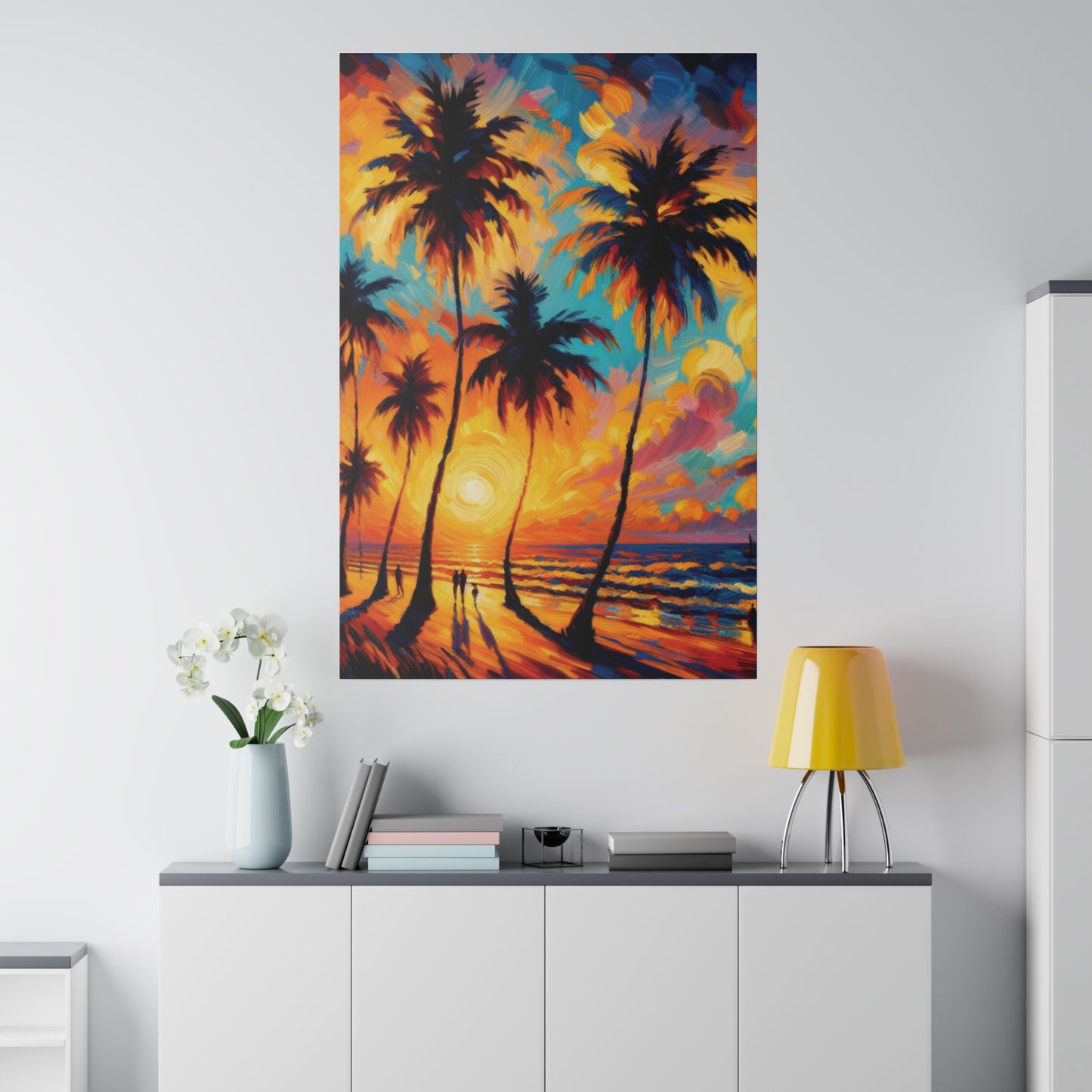 6374J - miami beach art, sunset background, ocean art work, beach art work, sunset designs, miami beach painting, miami beach print