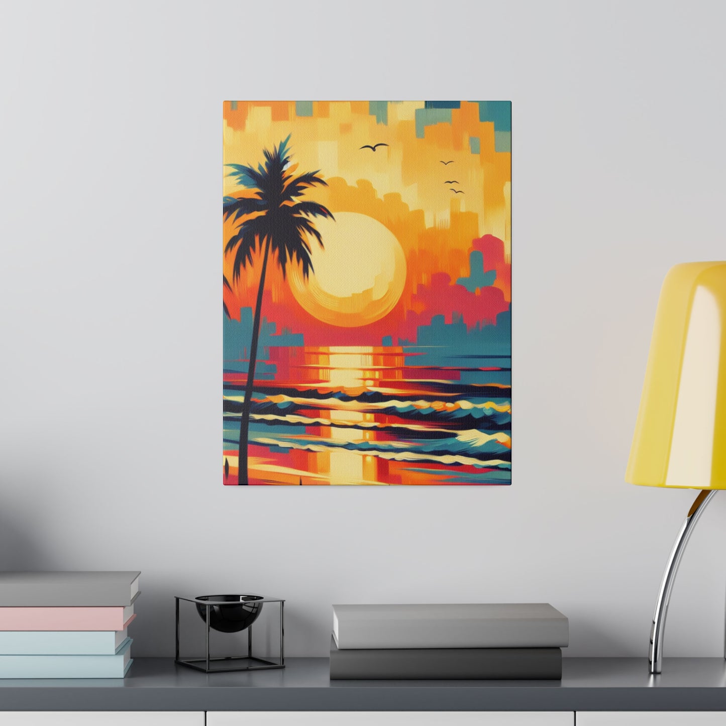 6284F - Miami Beach Sunset Painting Print | Miami | Beach | Sunset | Poster | Home Decor | Wall Art | Canvas