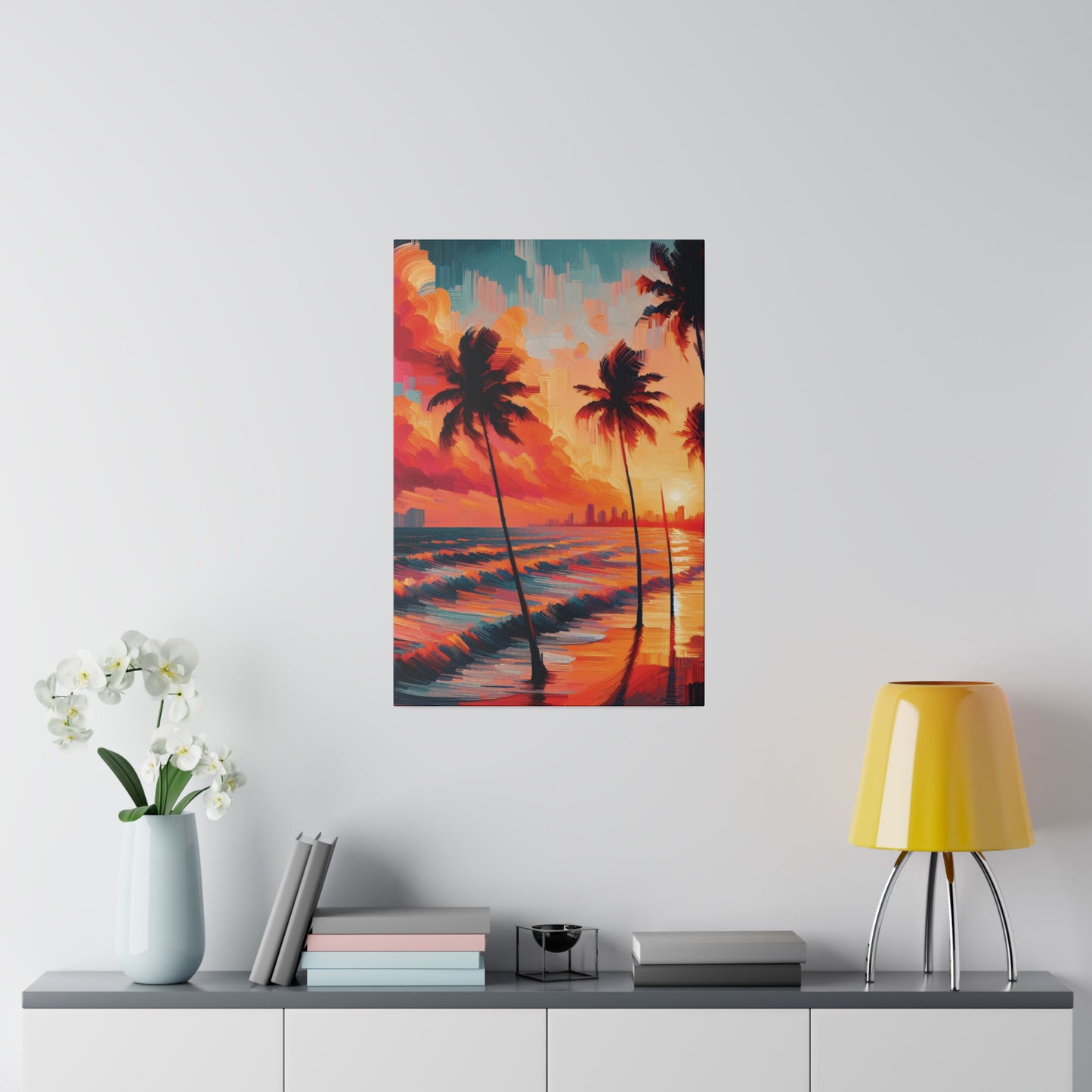 2476Z - miami beach art, sunset background, ocean art work, beach art work, sunset designs, miami beach painting, miami beach print