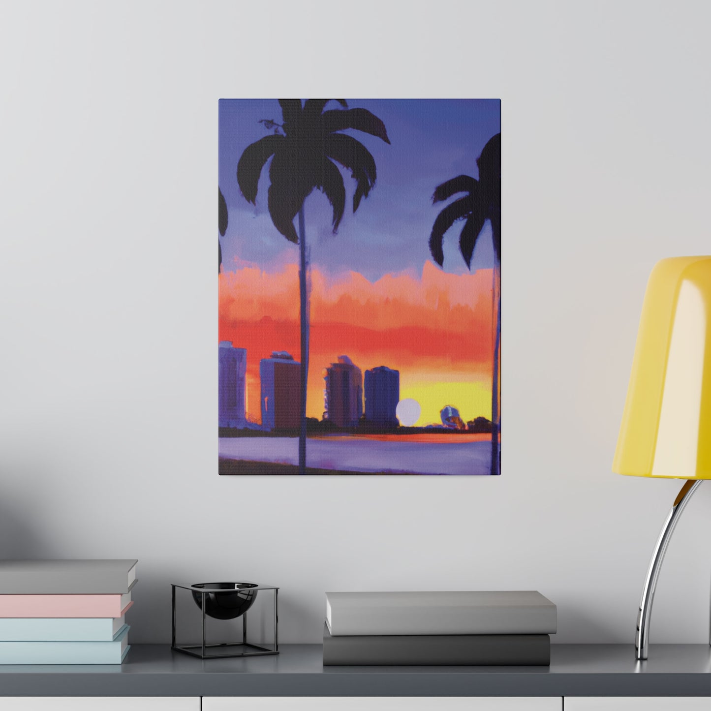 6829T - Miami Beach Sunset Painting Print | Miami | Beach | Sunset | Poster | Home Decor | Wall Art | Canvas