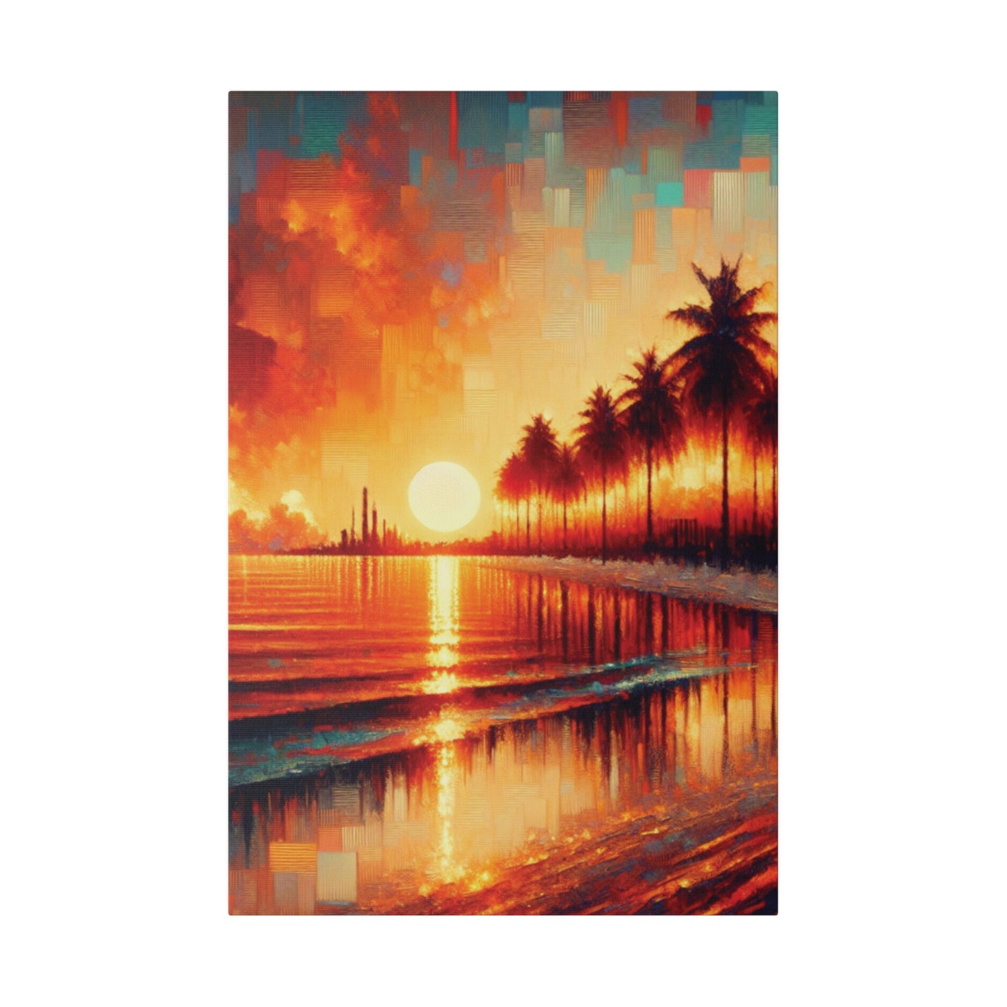 4172M - miami beach art, sunset background, ocean art work, beach art work, sunset designs, miami beach painting, miami beach print