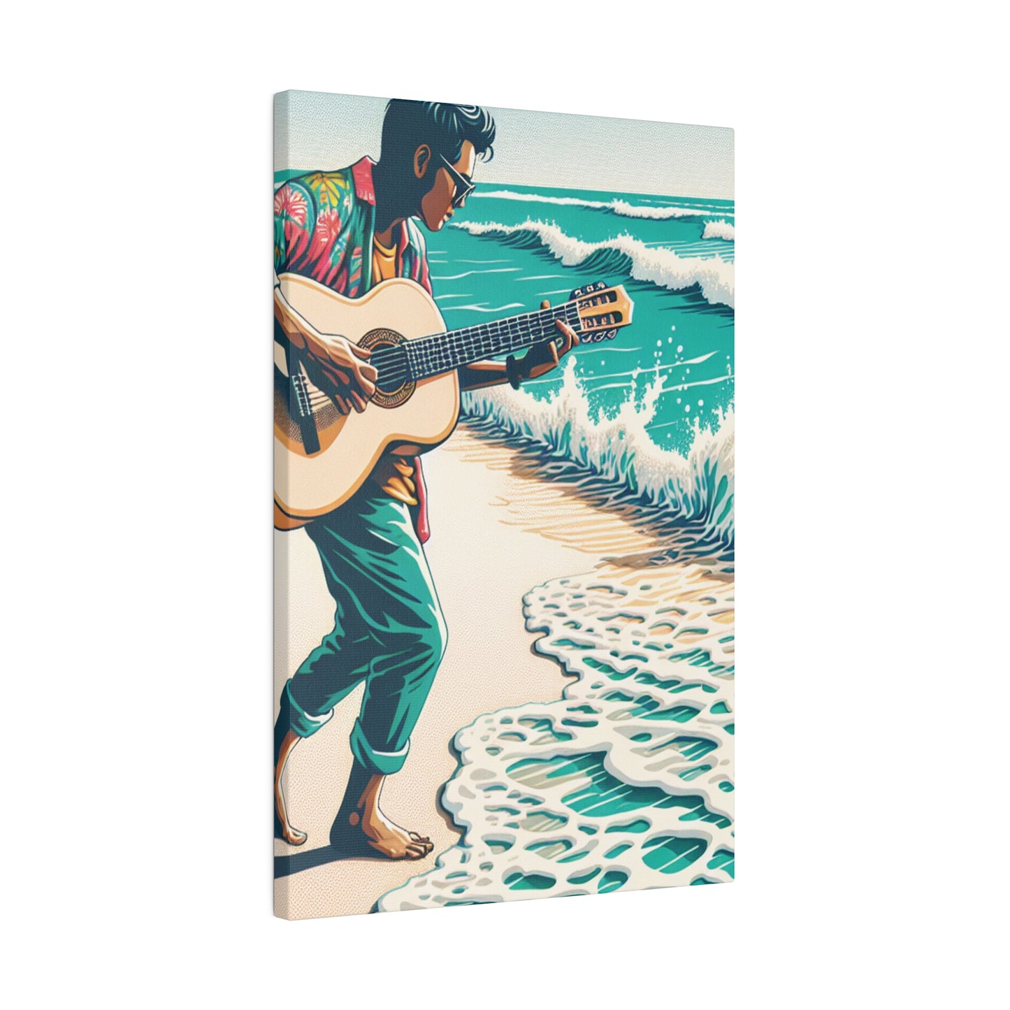 3826J - music art work, musician gift ideas, sunset background, sunset designs, ocean art work, beach art work, guitar art work, guitar player