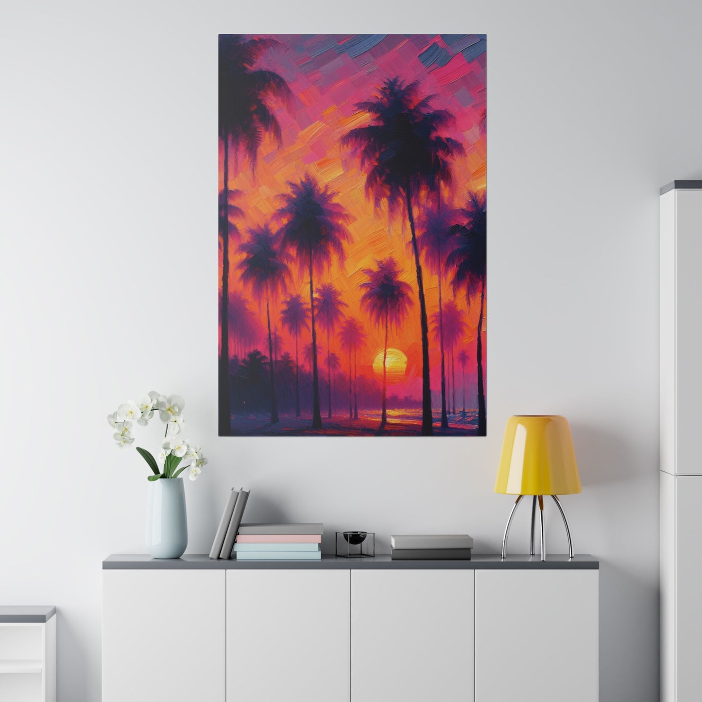 5427H - miami beach art, sunset background, ocean art work, beach art work, sunset designs, miami beach painting, miami beach print