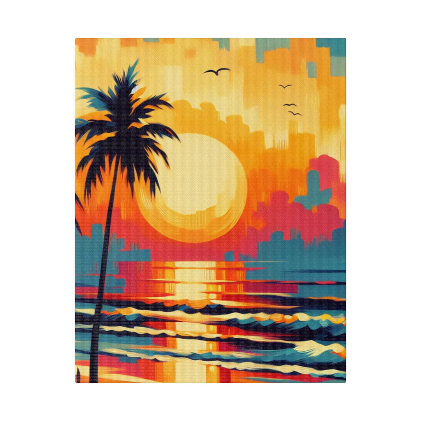 6284F - Miami Beach Sunset Painting Print | Miami | Beach | Sunset | Poster | Home Decor | Wall Art | Canvas