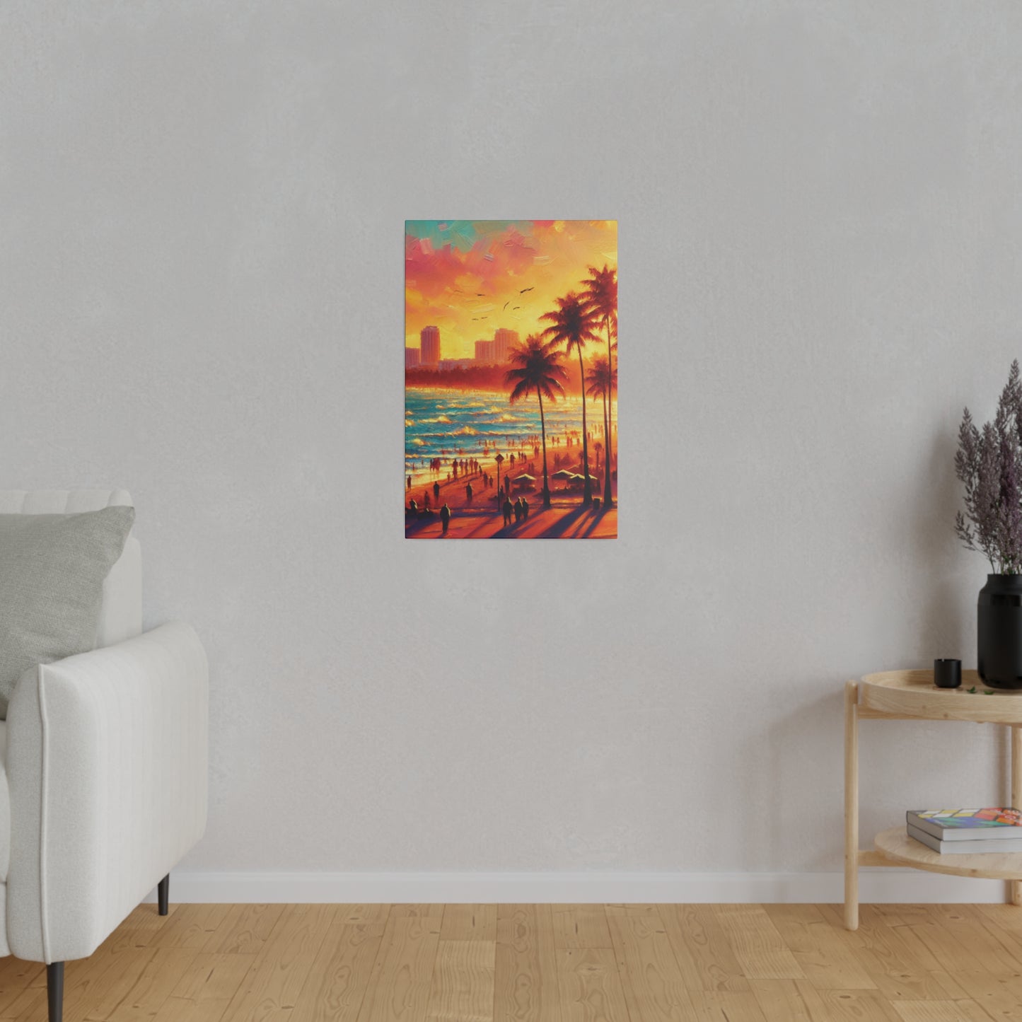 7693W - miami beach art, sunset background, ocean art work, beach art work, sunset designs, miami beach painting, miami beach print