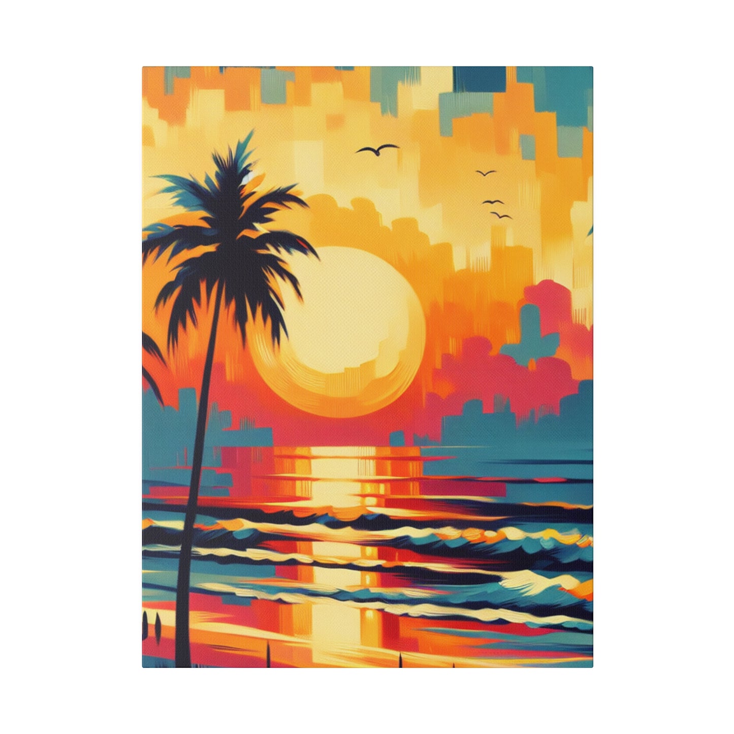 6284F - Miami Beach Sunset Painting Print | Miami | Beach | Sunset | Poster | Home Decor | Wall Art | Canvas