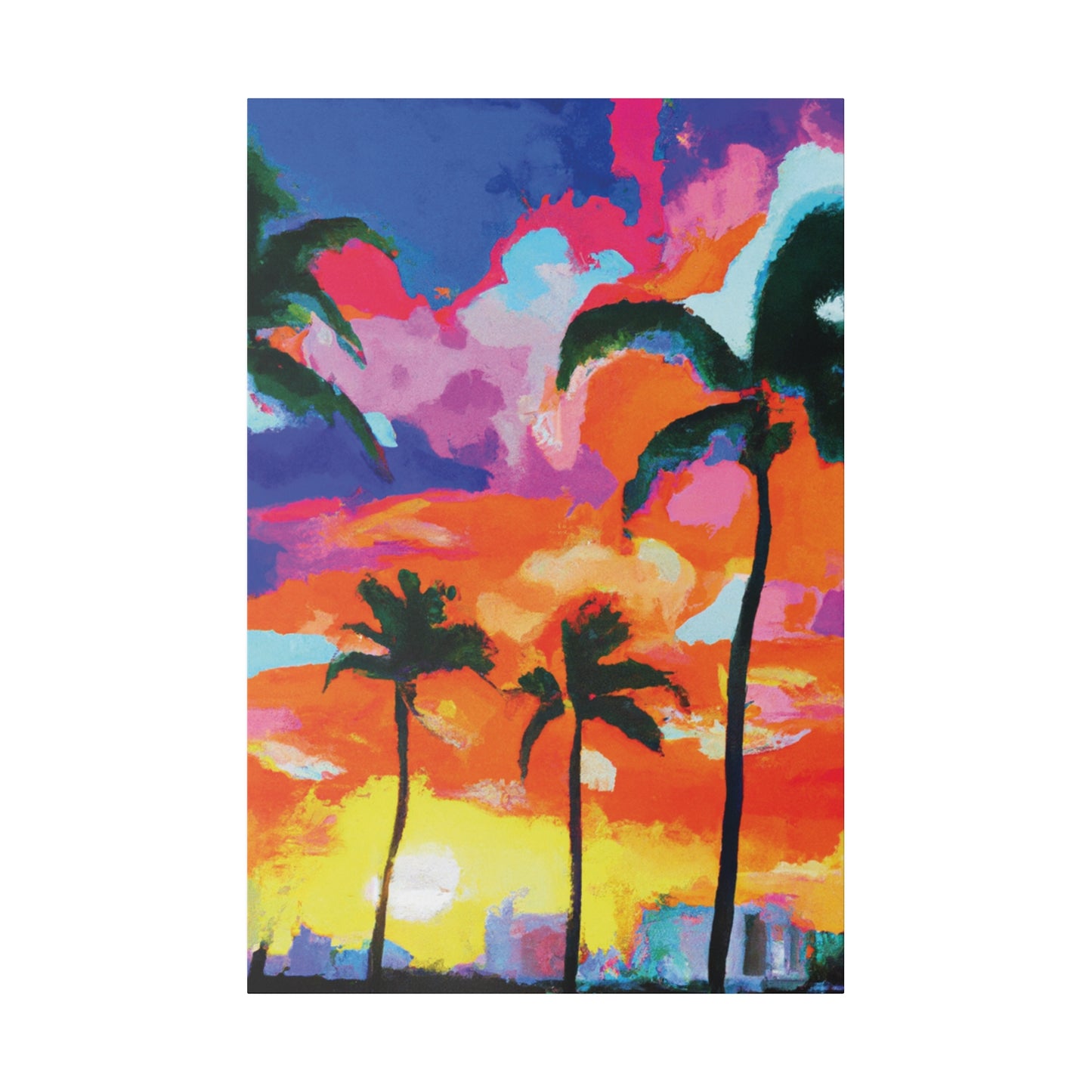 8579F - Miami Beach Sunset Painting Print | Miami | Beach | Sunset | Poster | Home Decor | Wall Art | Canvas