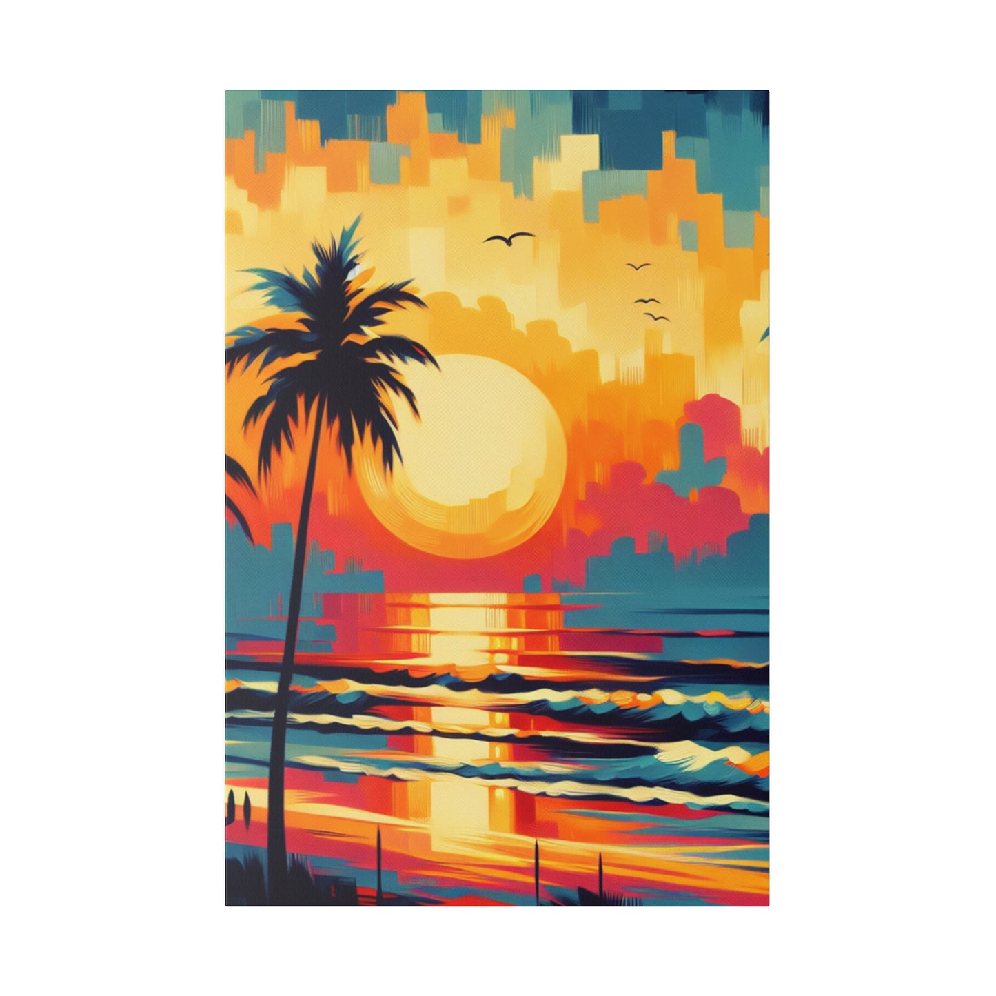 6284F - Miami Beach Sunset Painting Print | Miami | Beach | Sunset | Poster | Home Decor | Wall Art | Canvas