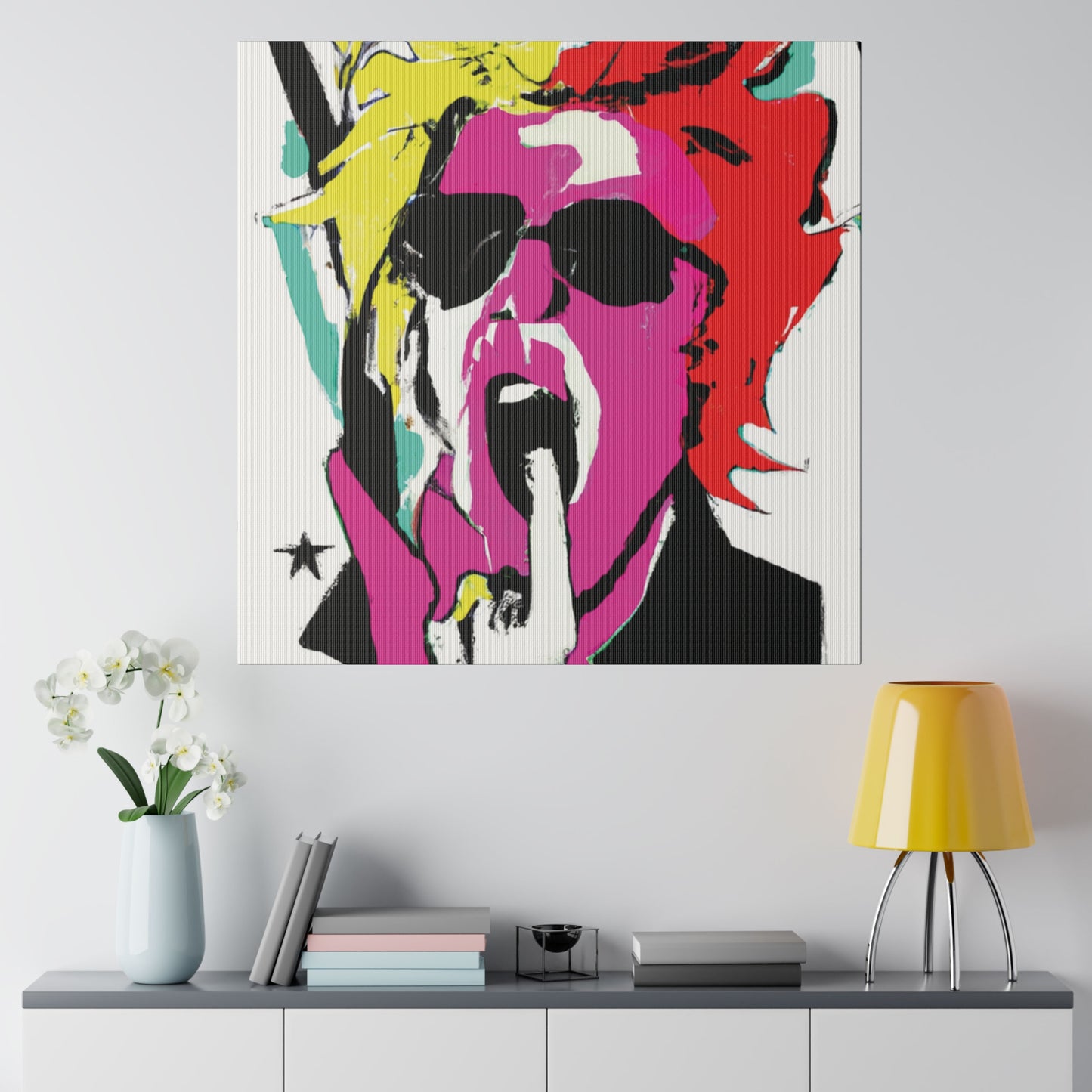 4598A - Rockstar Painting Print | Face | Abstract | Poster | Home Decor | Wall Art | Music Art | Canvas