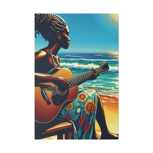 6374B - music art work, musician gift ideas, sunset background, sunset designs, ocean art work, beach art work, guitar art work, guitar player